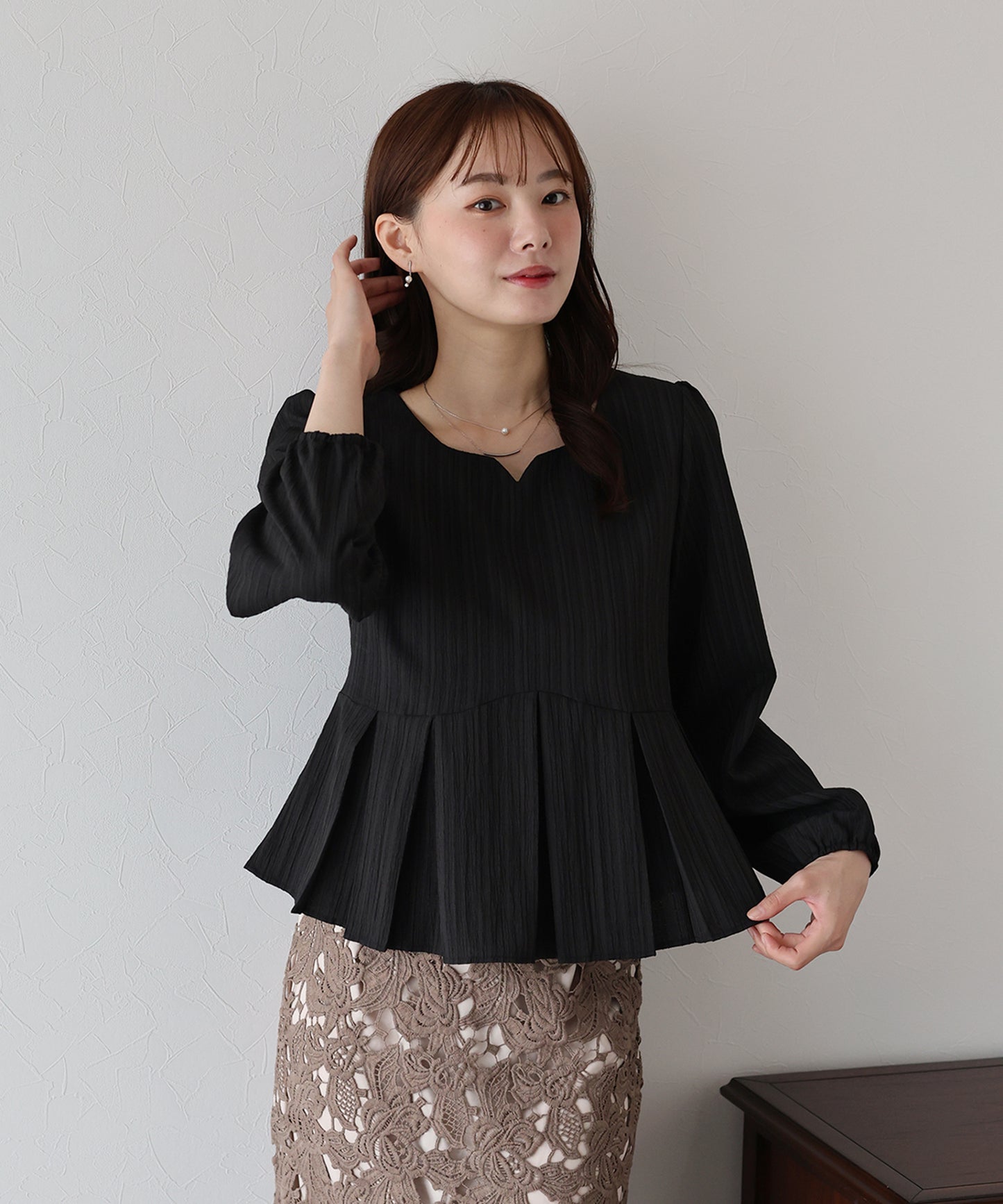 ハートネックプリーツブラウス【ネコポス】