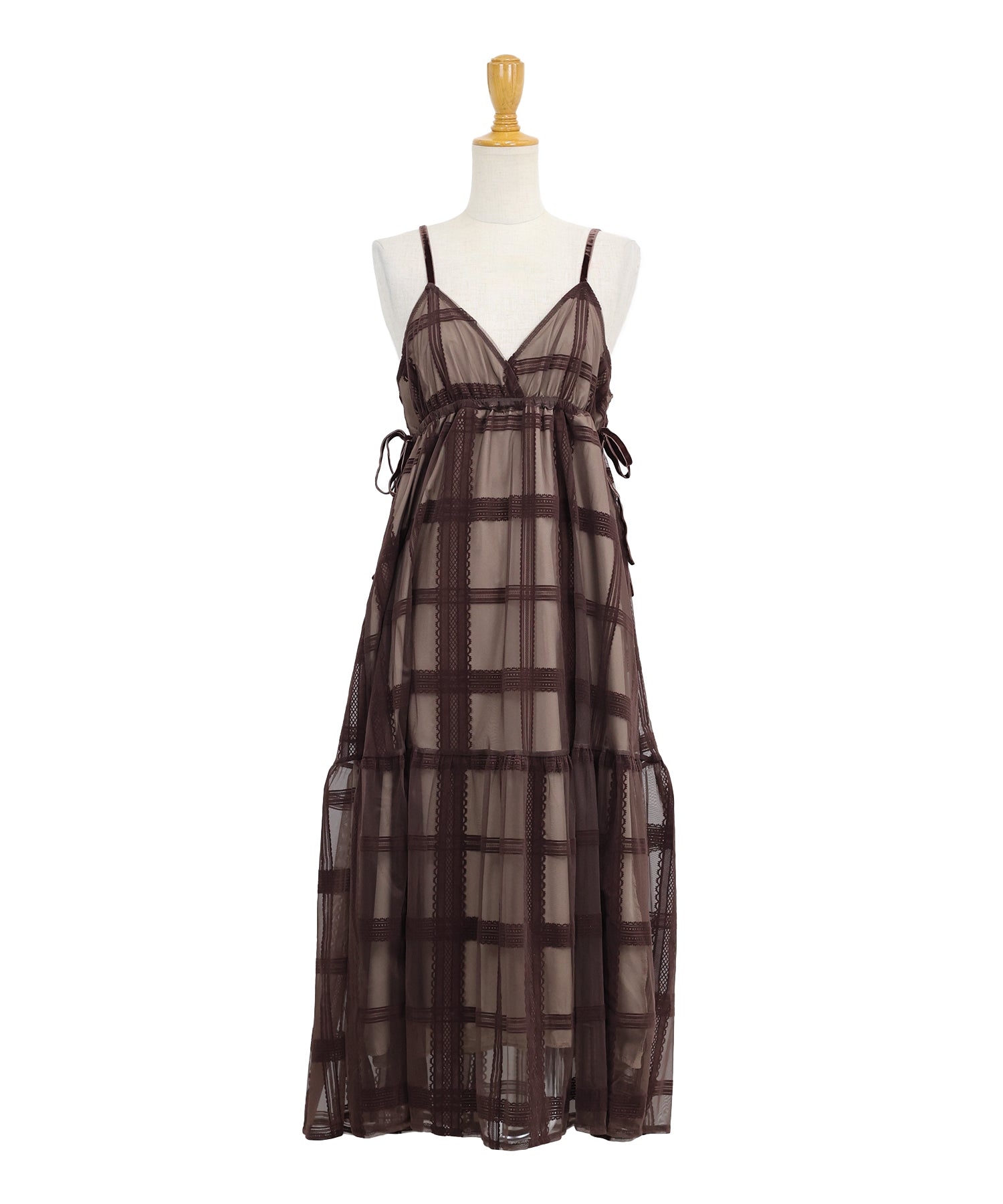 Anicée】Paris柄フロッキー トリコロールチェック柄ワンピース Anicée】Paris柄フロッキー トリコロールチェック柄ワンピース