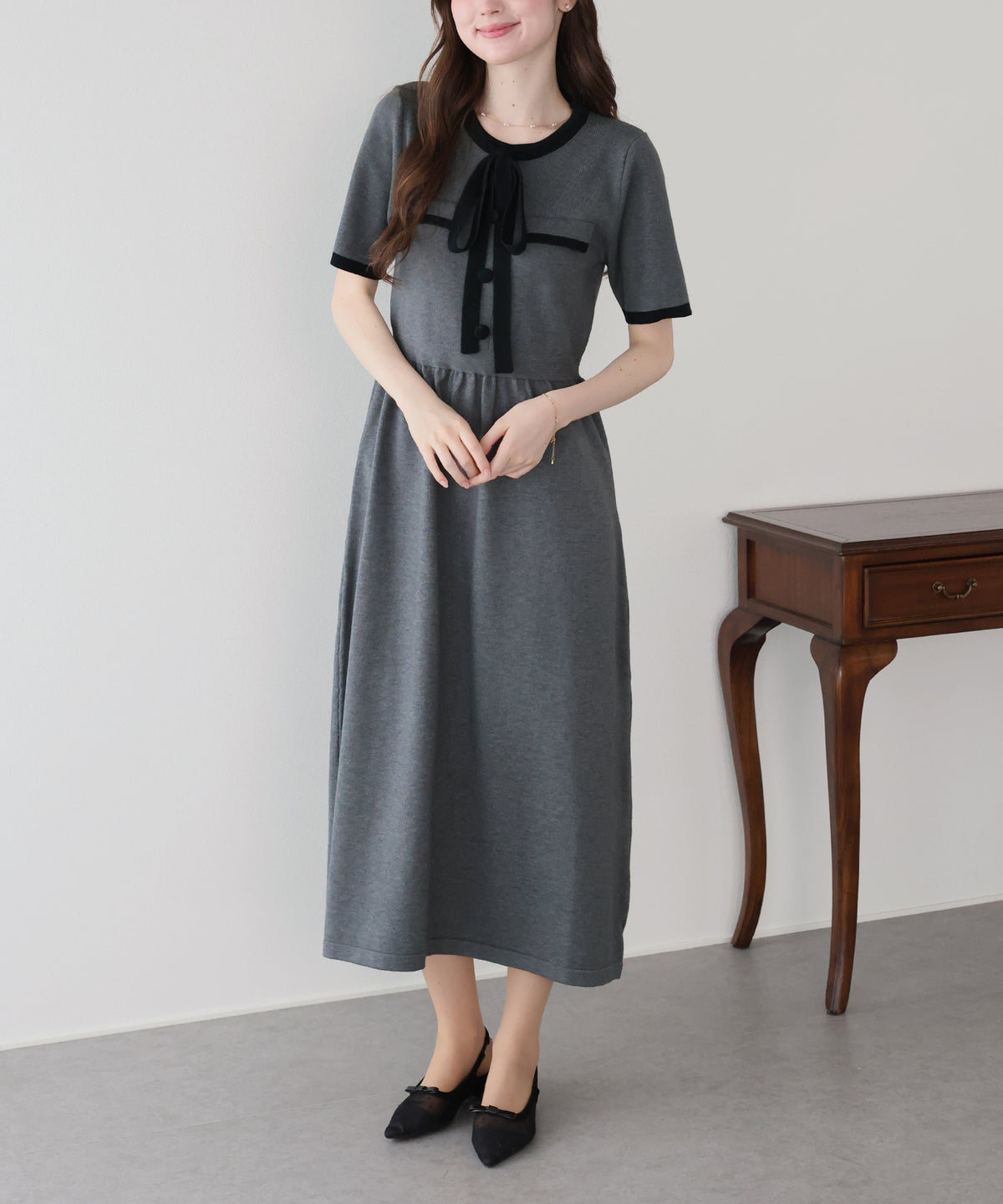 【早割5％OFF】バイカラーニットワンピース