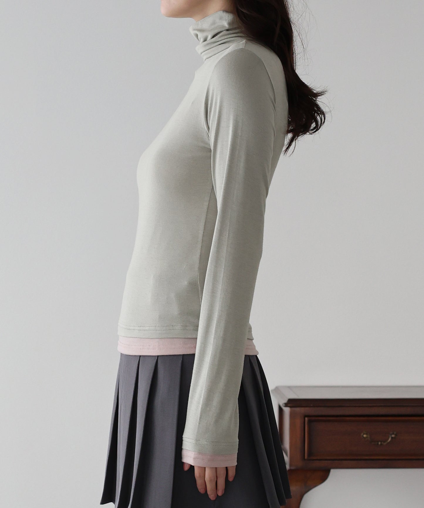 【早割5％OFF】ドッキングタートルネックカットソー【ネコポス】