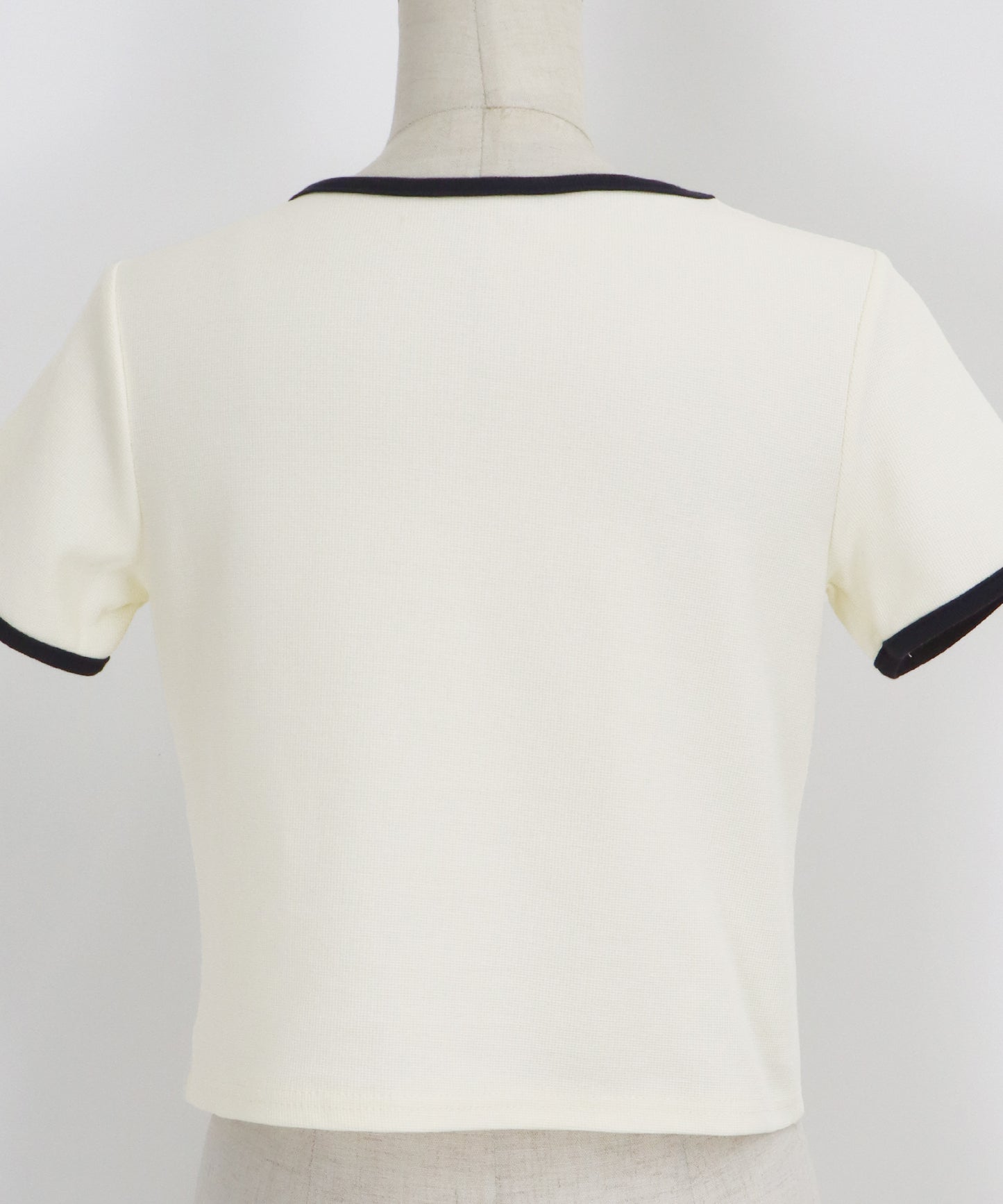 【TIME SALE】リボン刺繍リンガーTシャツ【ゆうパケット】