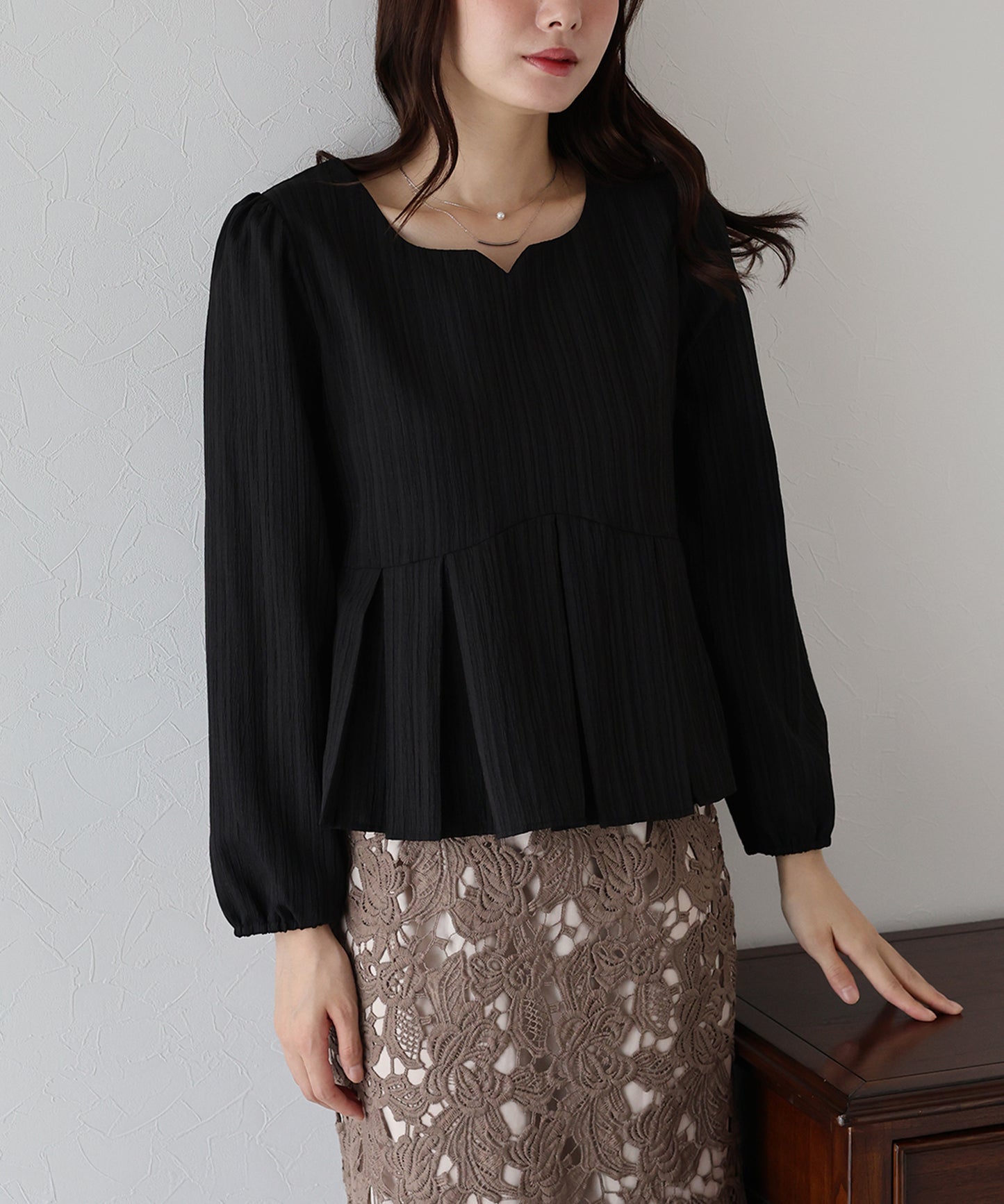 ハートネックプリーツブラウス【ネコポス】