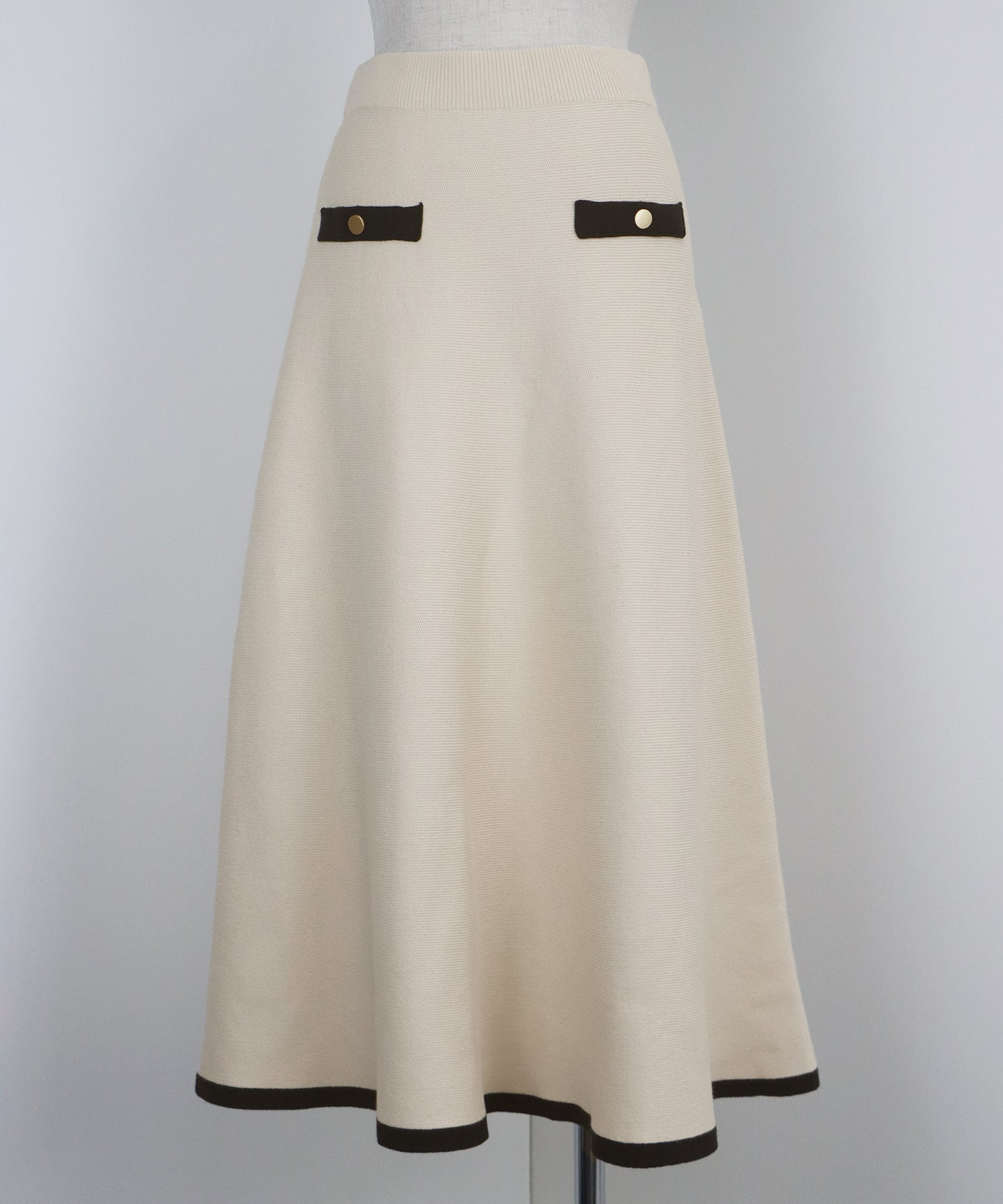 【TIME SALE】金ボタンバイカラーニットスカート