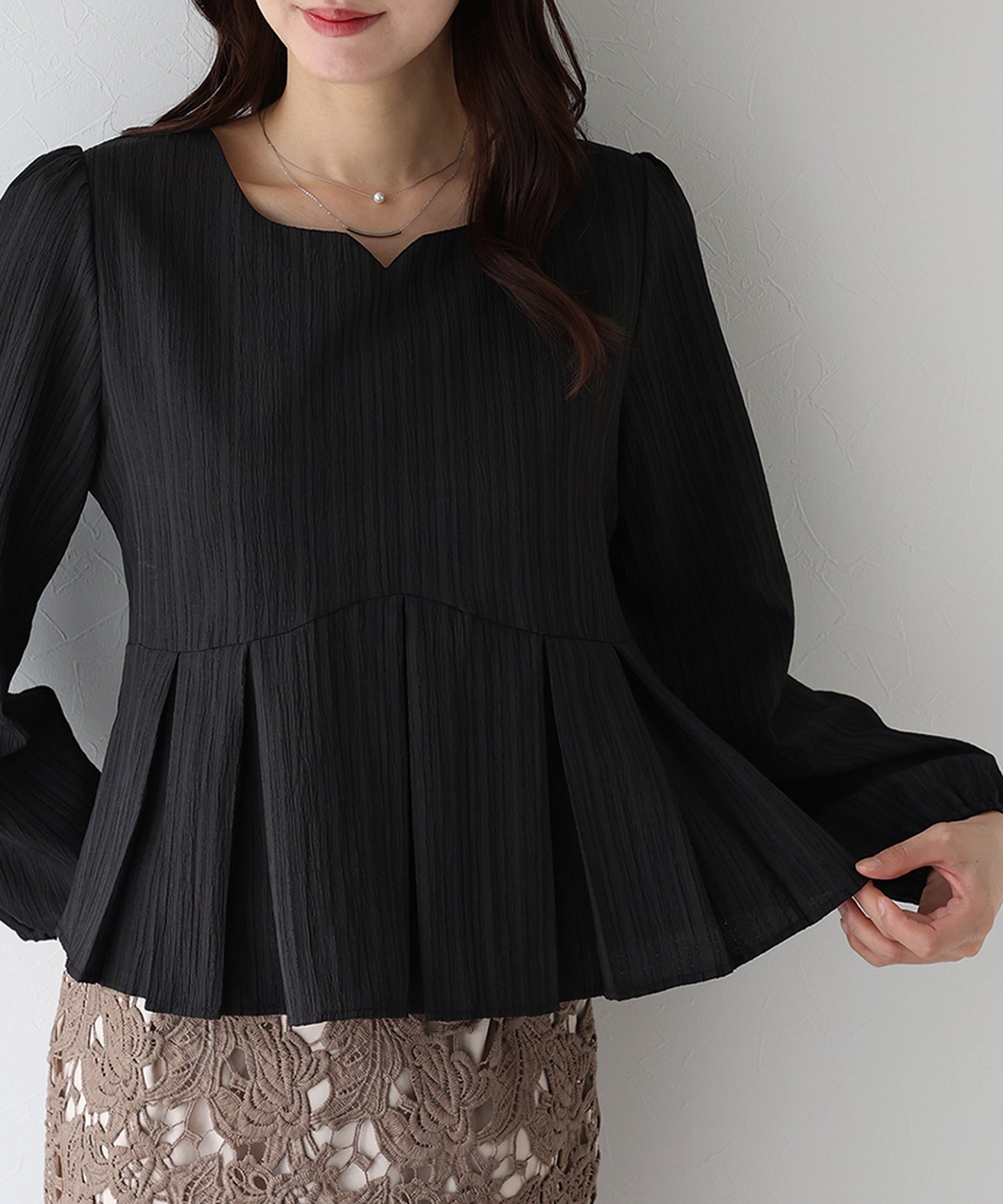 ハートネックプリーツブラウス【ネコポス】