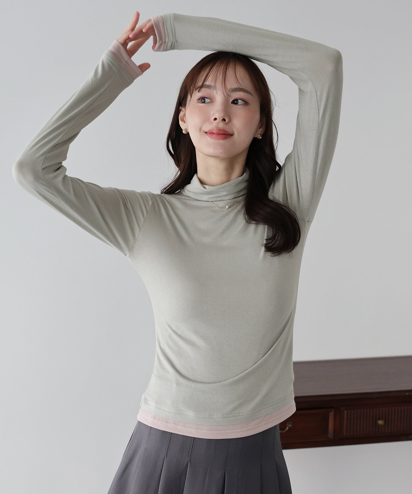 【早割5％OFF】ドッキングタートルネックカットソー【ネコポス】