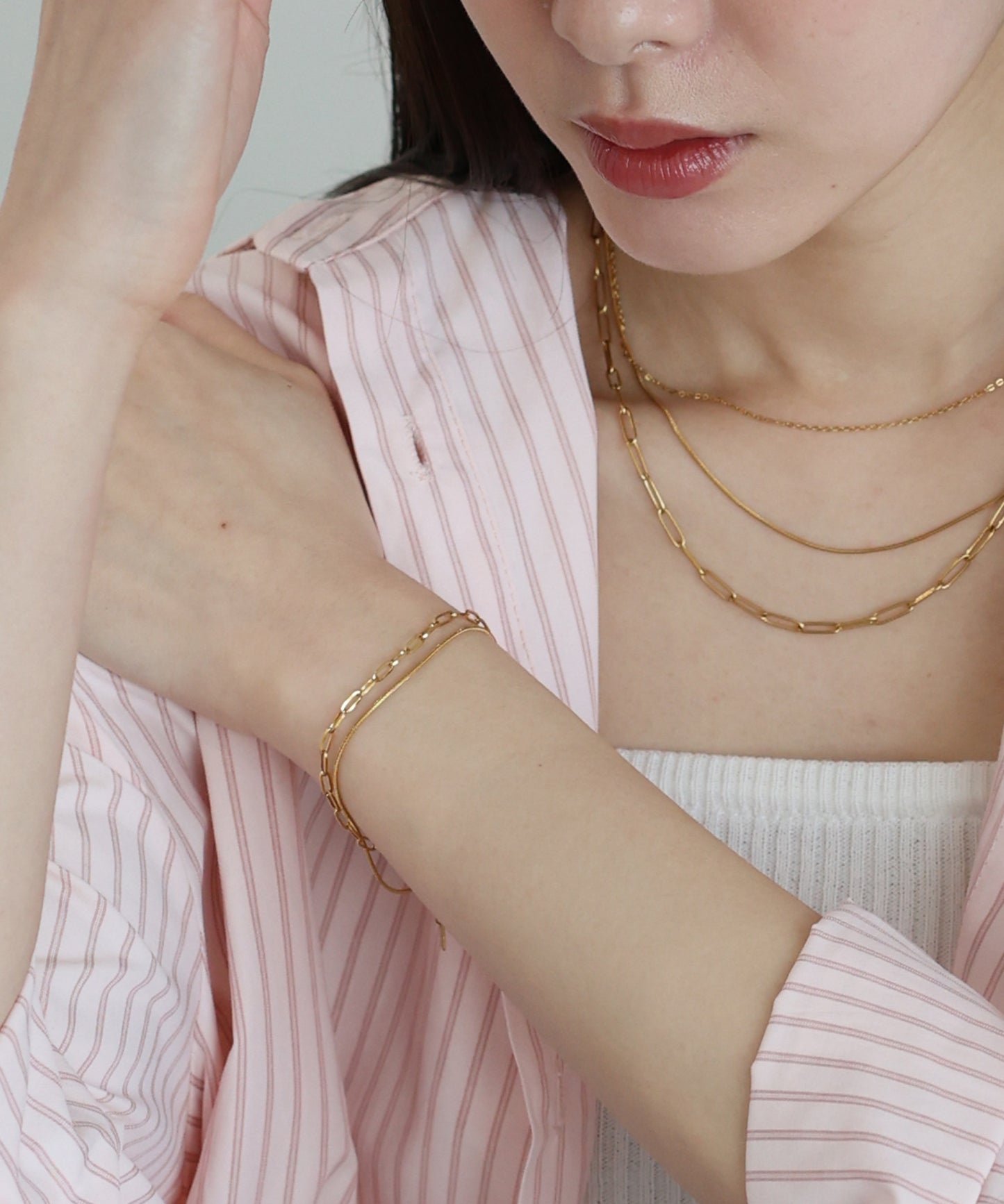 【早割5％OFF】ダブルチェーンブレスレット/ サージカルステンレス【ネコポス】