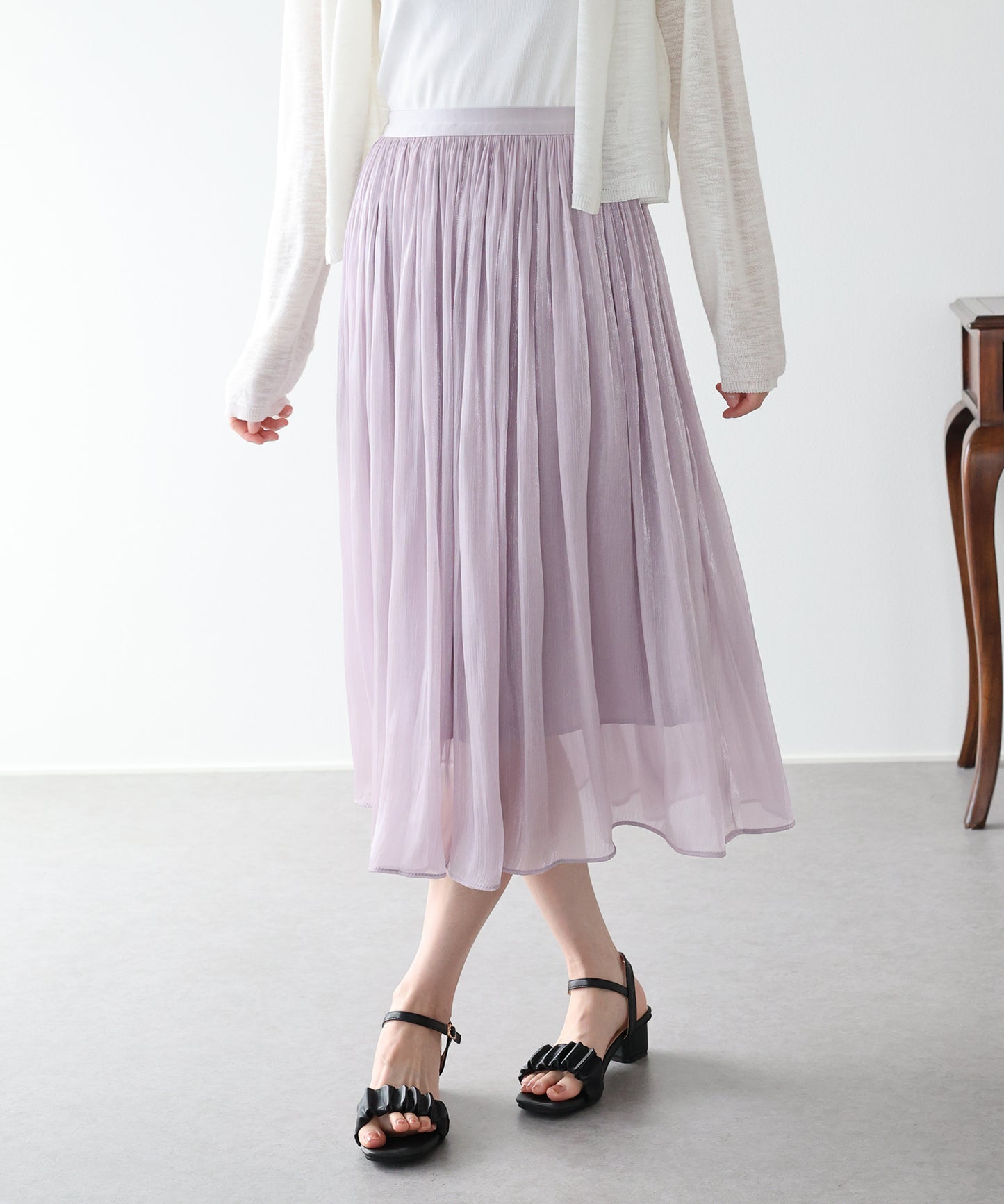 【早割5％OFF】シアーサテンスカート