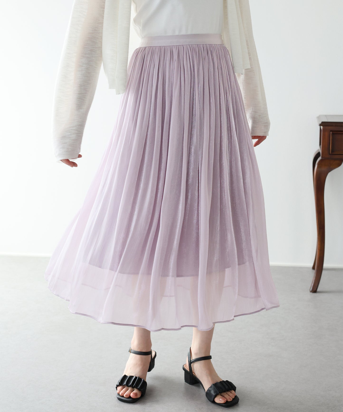 【早割5％OFF】シアーサテンスカート