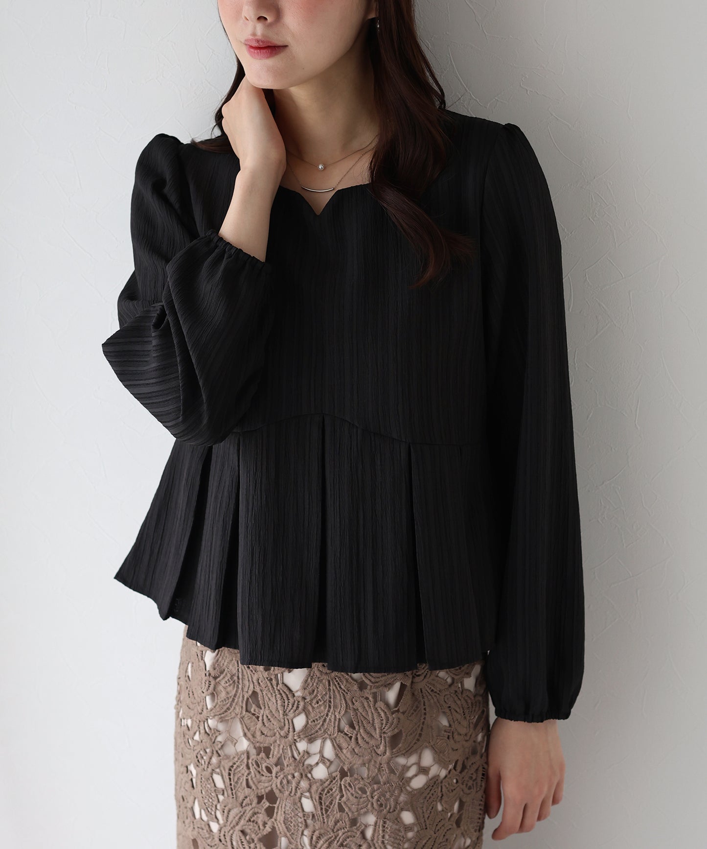 ハートネックプリーツブラウス【ネコポス】