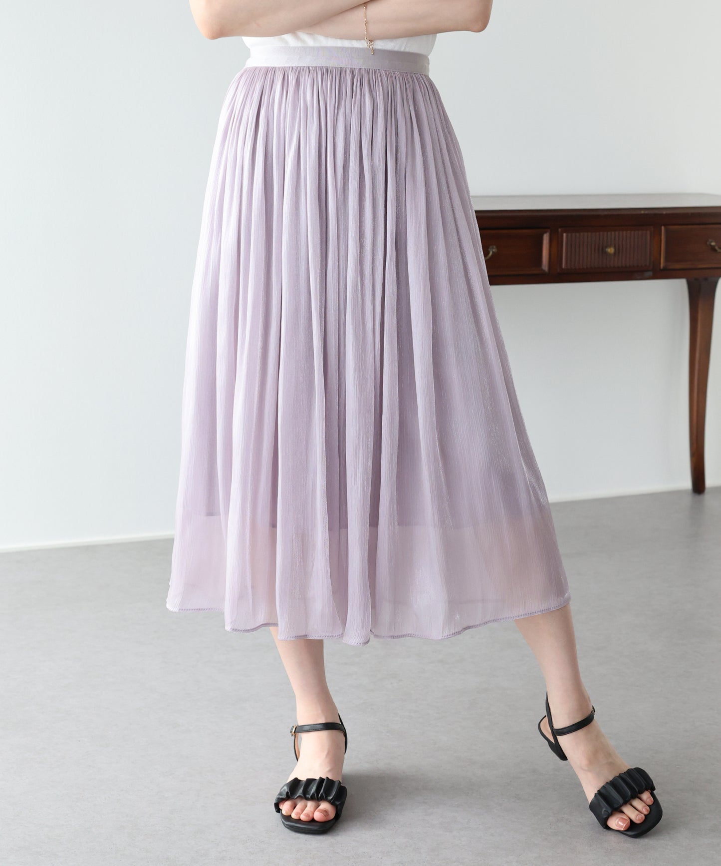 【早割5％OFF】シアーサテンスカート