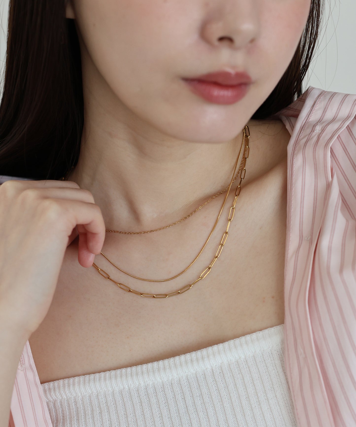 【早割5％OFF】トリプルチェーンネックレス/ サージカルステンレス【ネコポス】