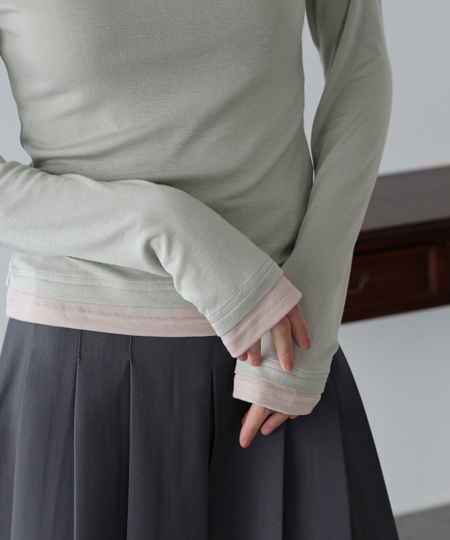 【早割5％OFF】ドッキングタートルネックカットソー【ネコポス】