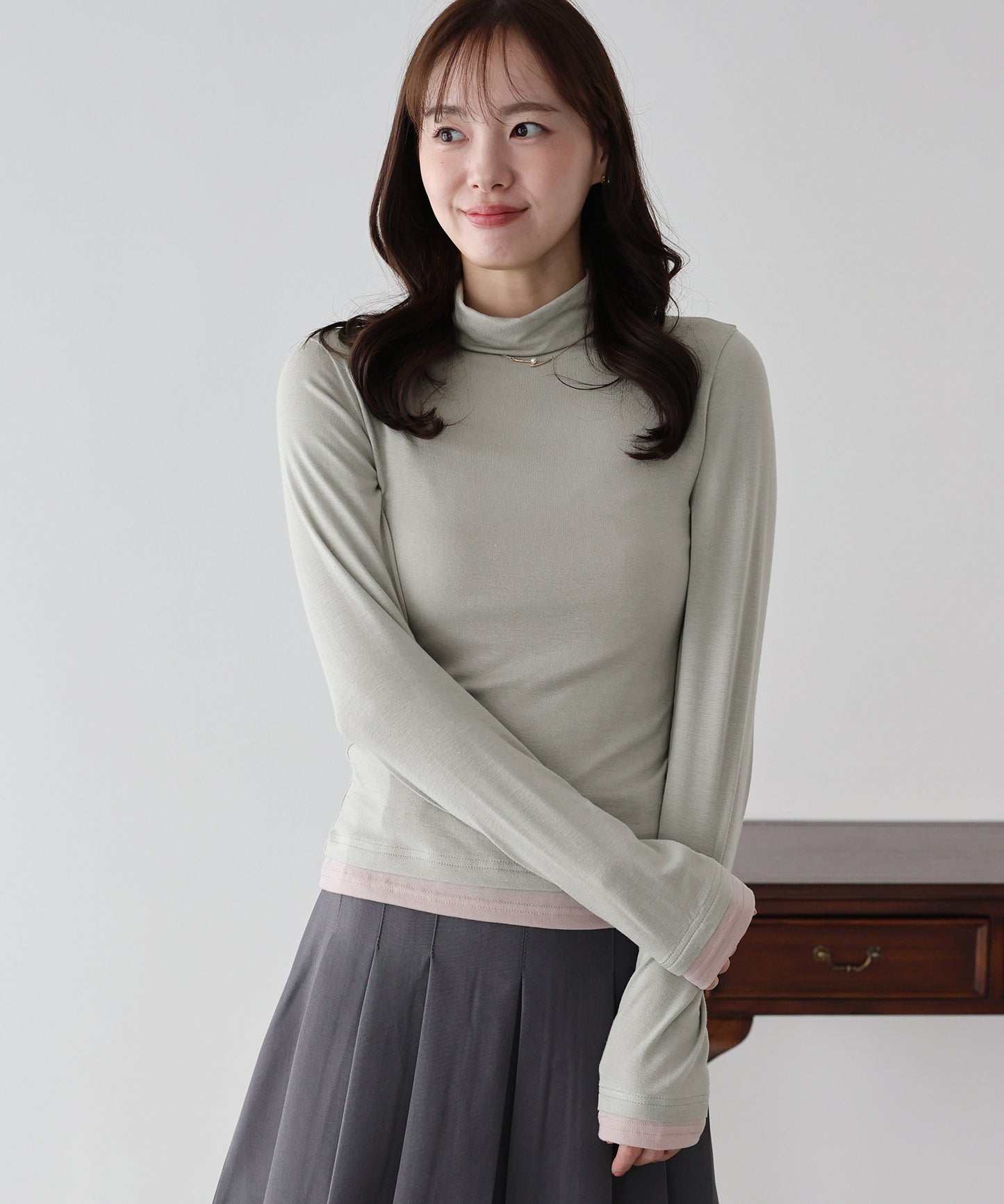 【早割5％OFF】ドッキングタートルネックカットソー【ネコポス】