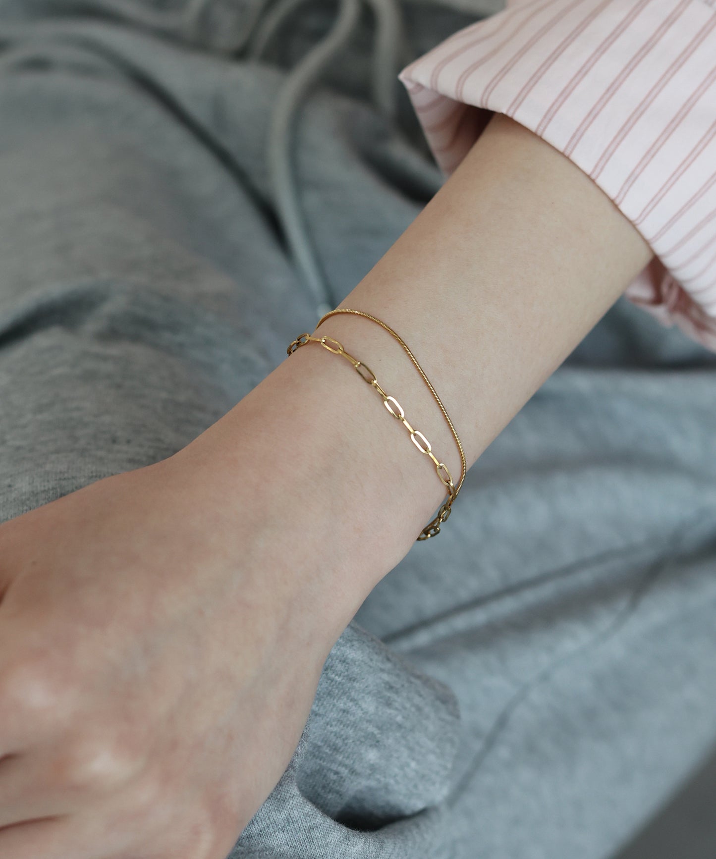 【早割5％OFF】ダブルチェーンブレスレット/ サージカルステンレス【ネコポス】