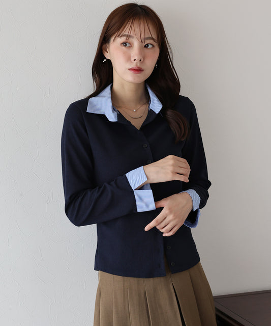 【TIME SALE】シャツドッキングカーディガン【ネコポス】