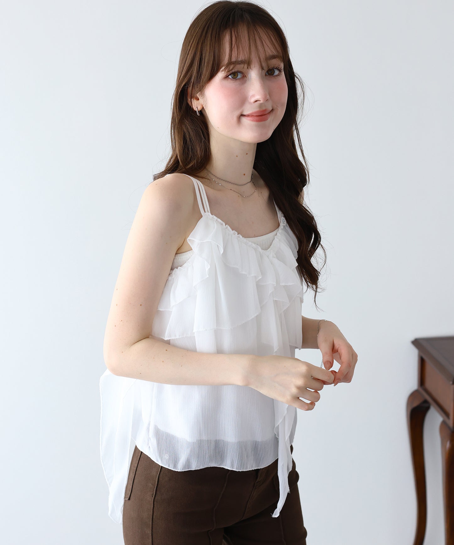 【早割5％OFF】シフォンティアードキャミソール【メール便】