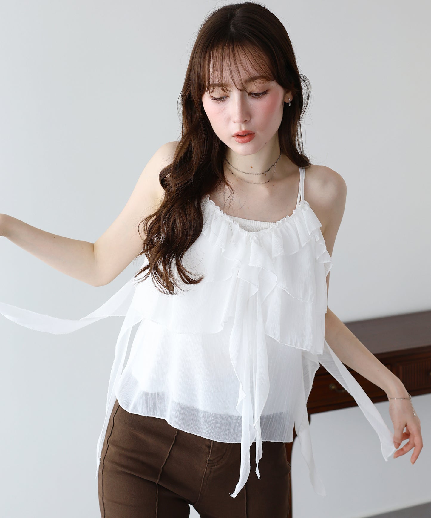【早割5％OFF】シフォンティアードキャミソール【メール便】
