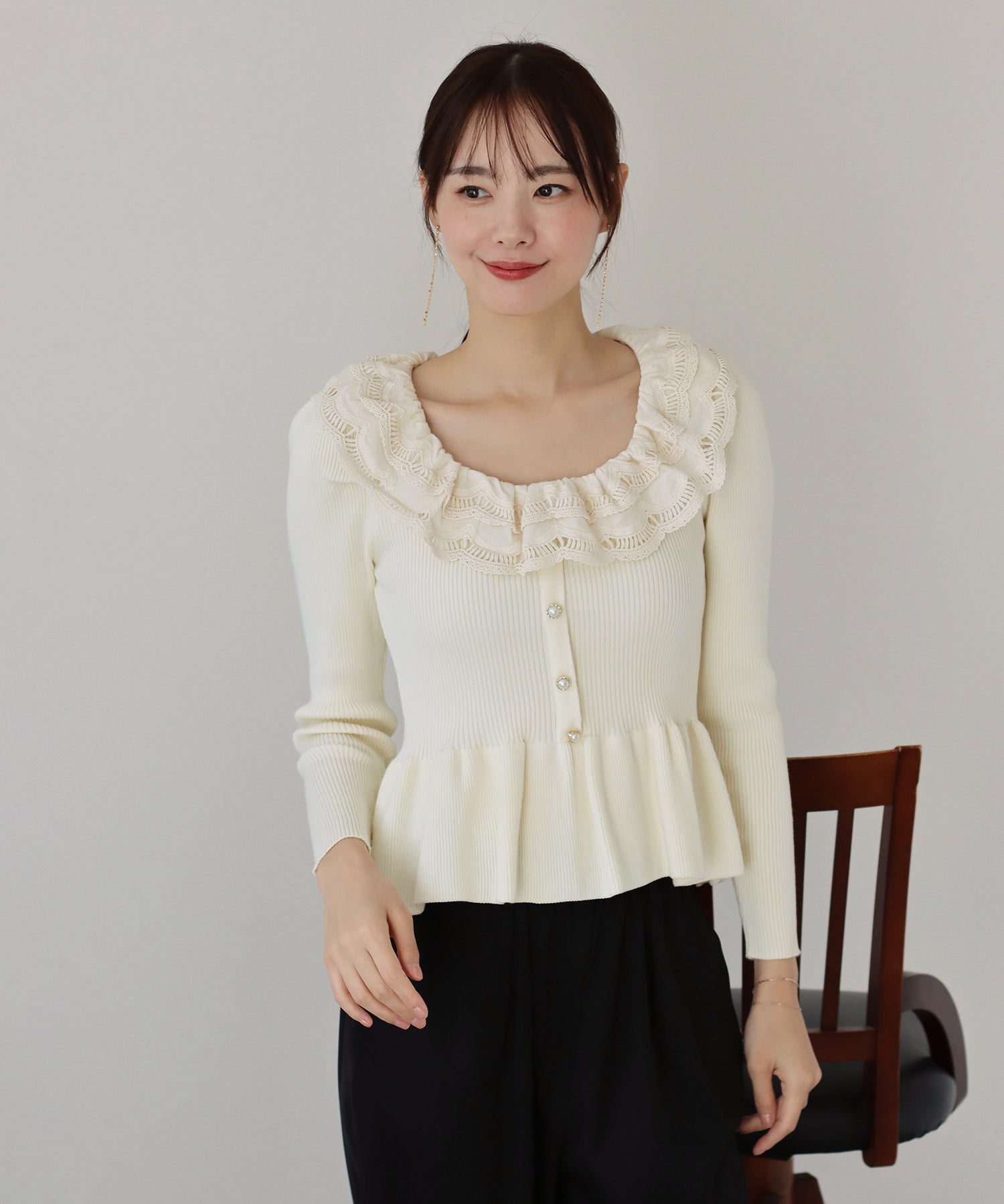 TIME SALE】エンブロイダリーレース襟ニット – BLUE ONLINE 