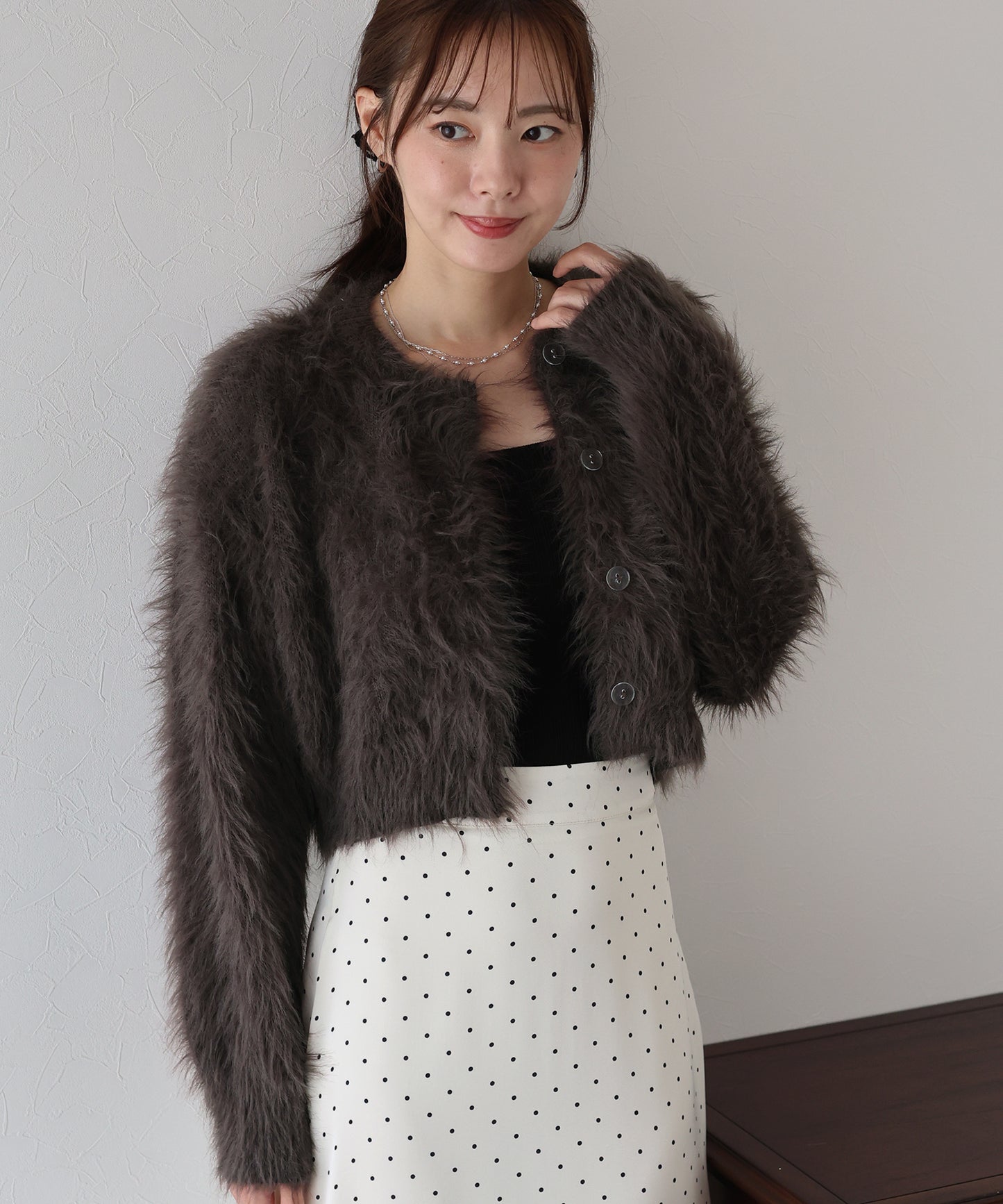 【TIME SALE】シャギーニットショートカーディガン