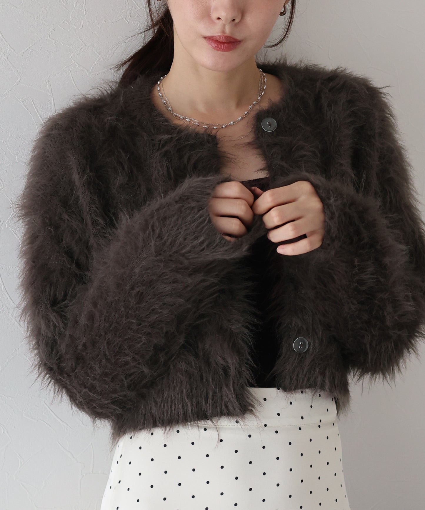 【TIME SALE】シャギーニットショートカーディガン