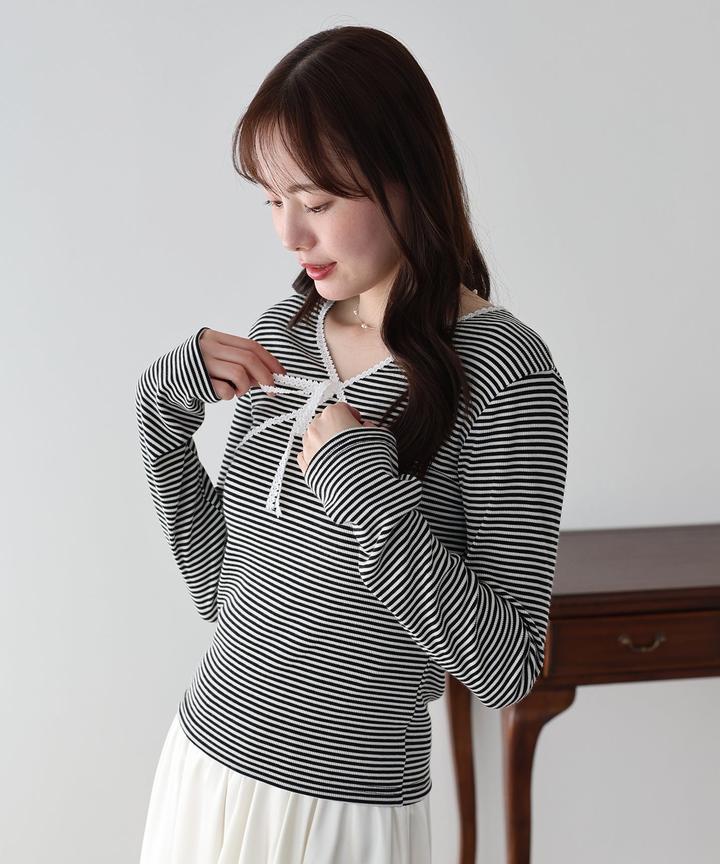 【早割5％OFF】レースボーダーカットソー【ネコポス】