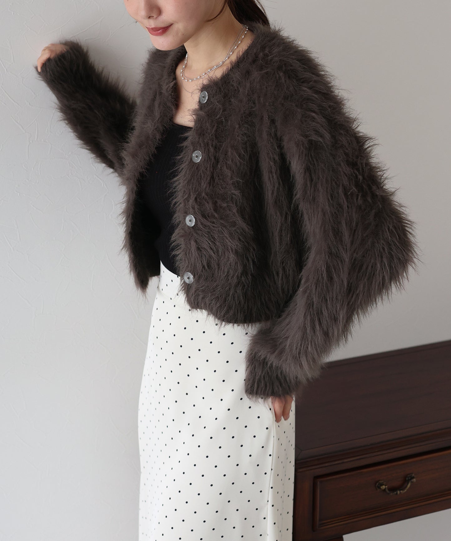 【TIME SALE】シャギーニットショートカーディガン