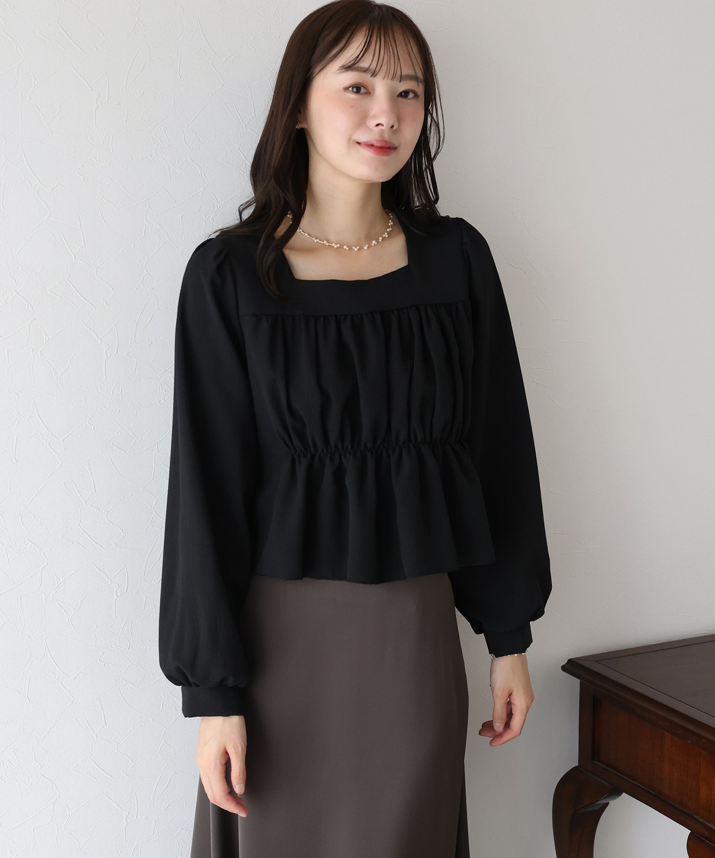 【早割5％OFF】バックリボンペプラムブラウス【ネコポス】