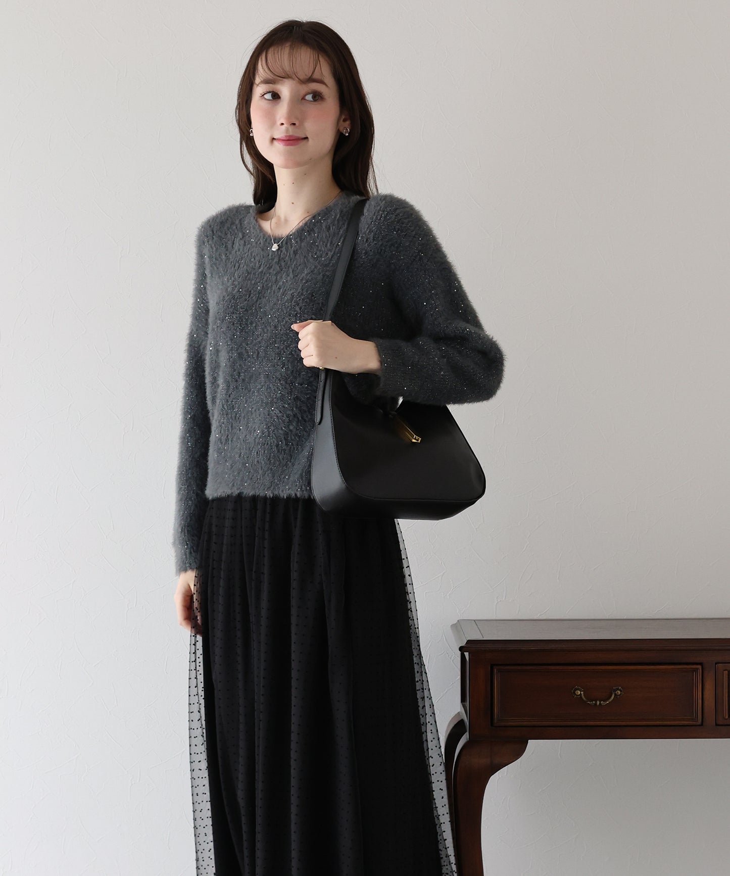 スパンコールラメシャギーニット