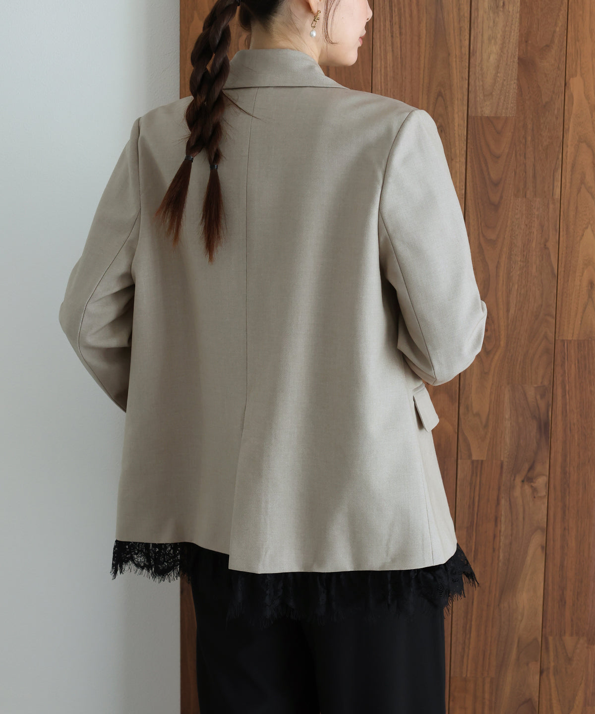 【早割5％OFF】《2サイズ展開》レースドッキングテーラードジャケット