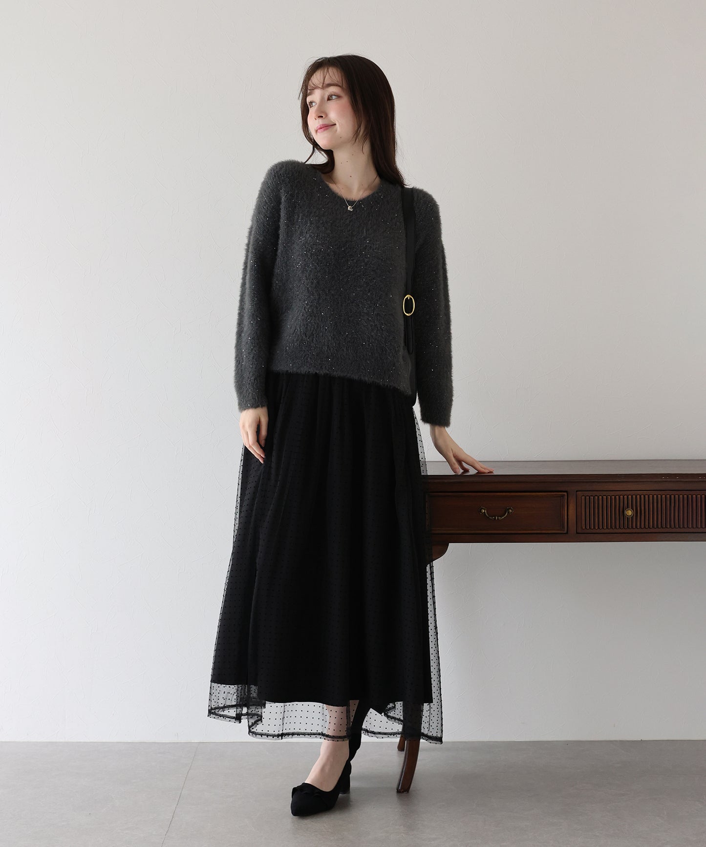 丈が選べるフロッキーチェックチュールスカート