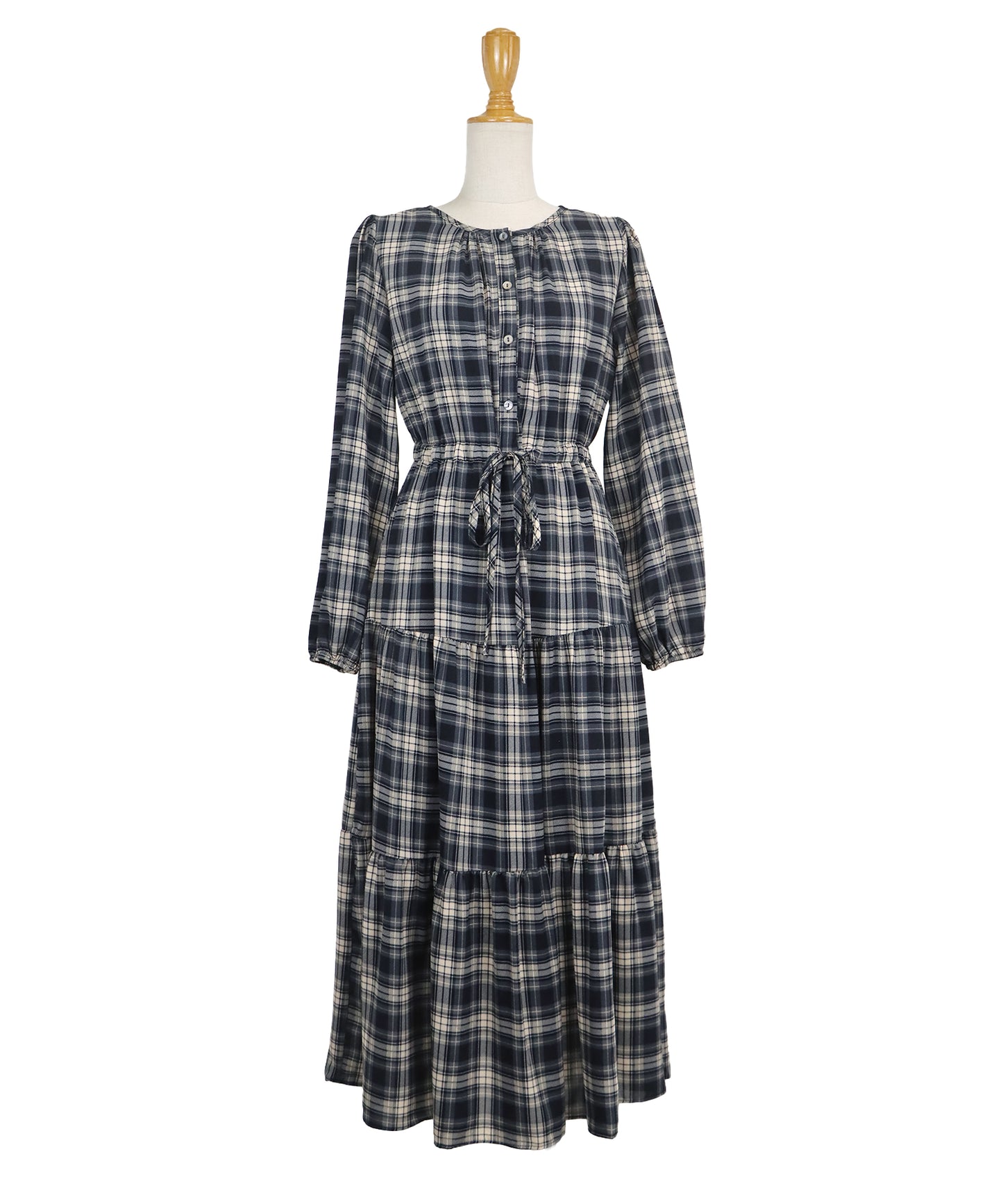 【TIME SALE】チェック長袖ワンピース