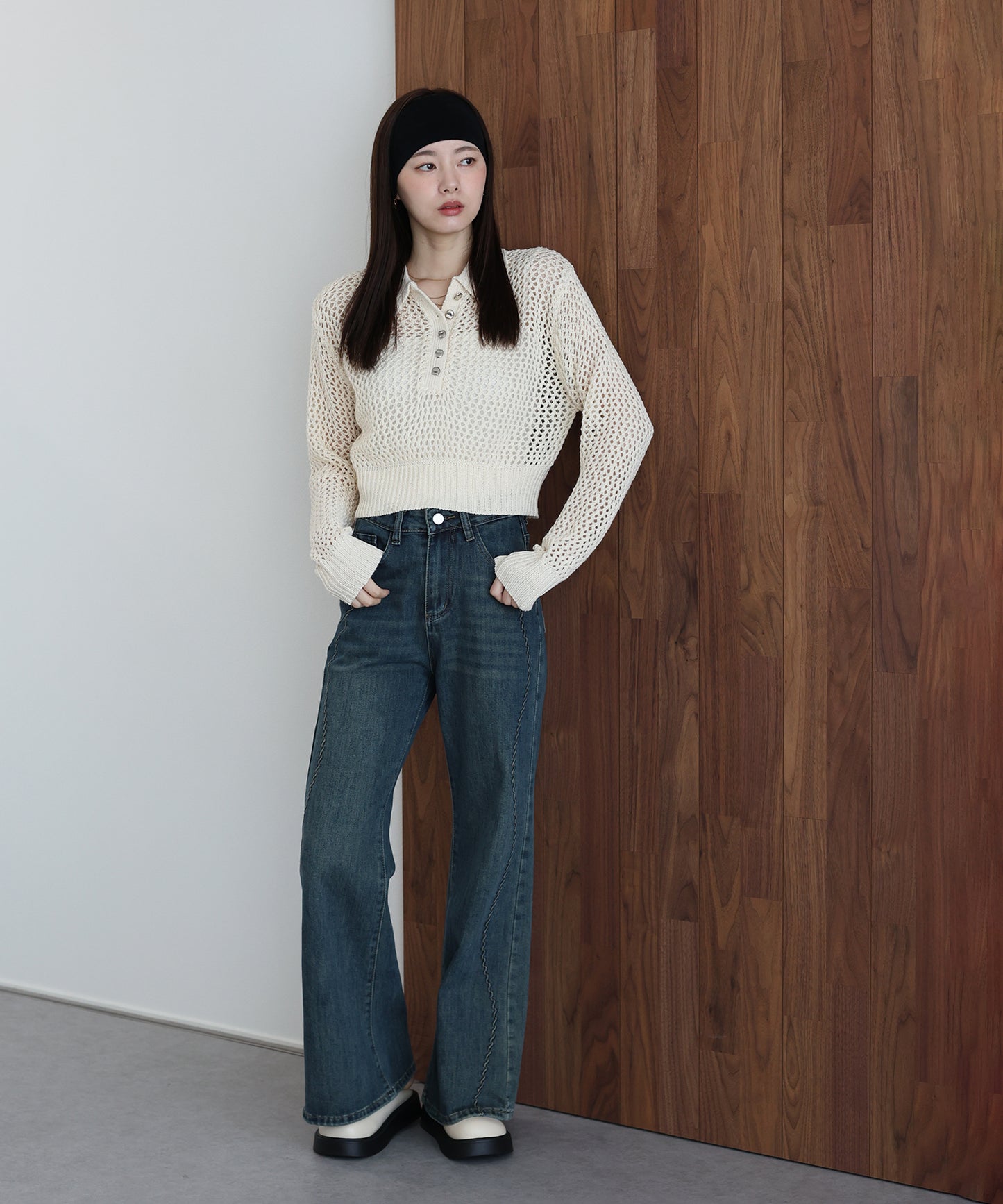 【早割5％OFF】クロシェメッシュポロニット