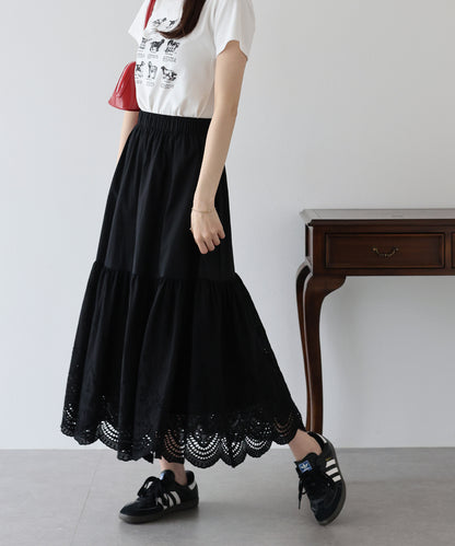 コットンレースティアードスカート
