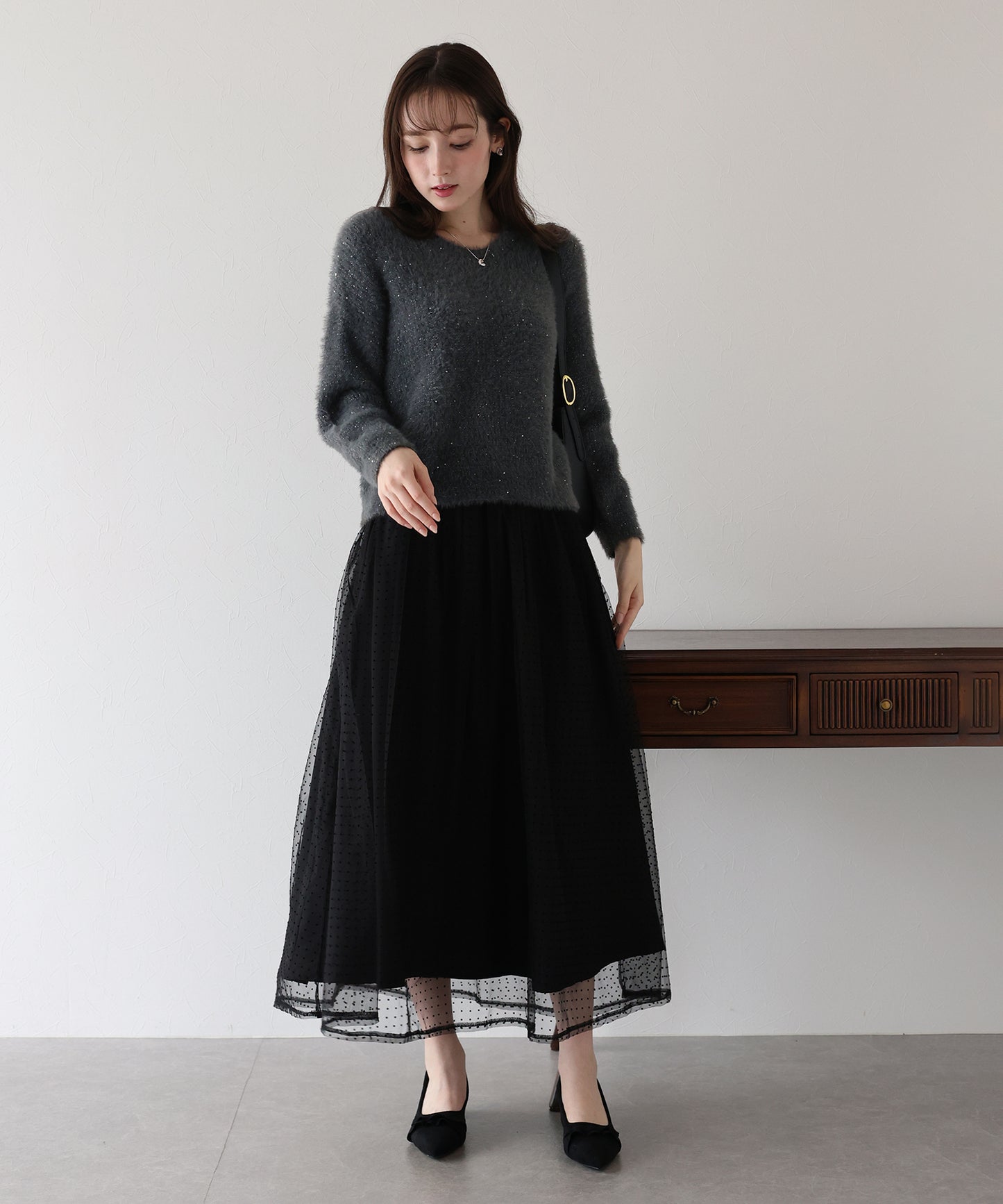 スパンコールラメシャギーニット