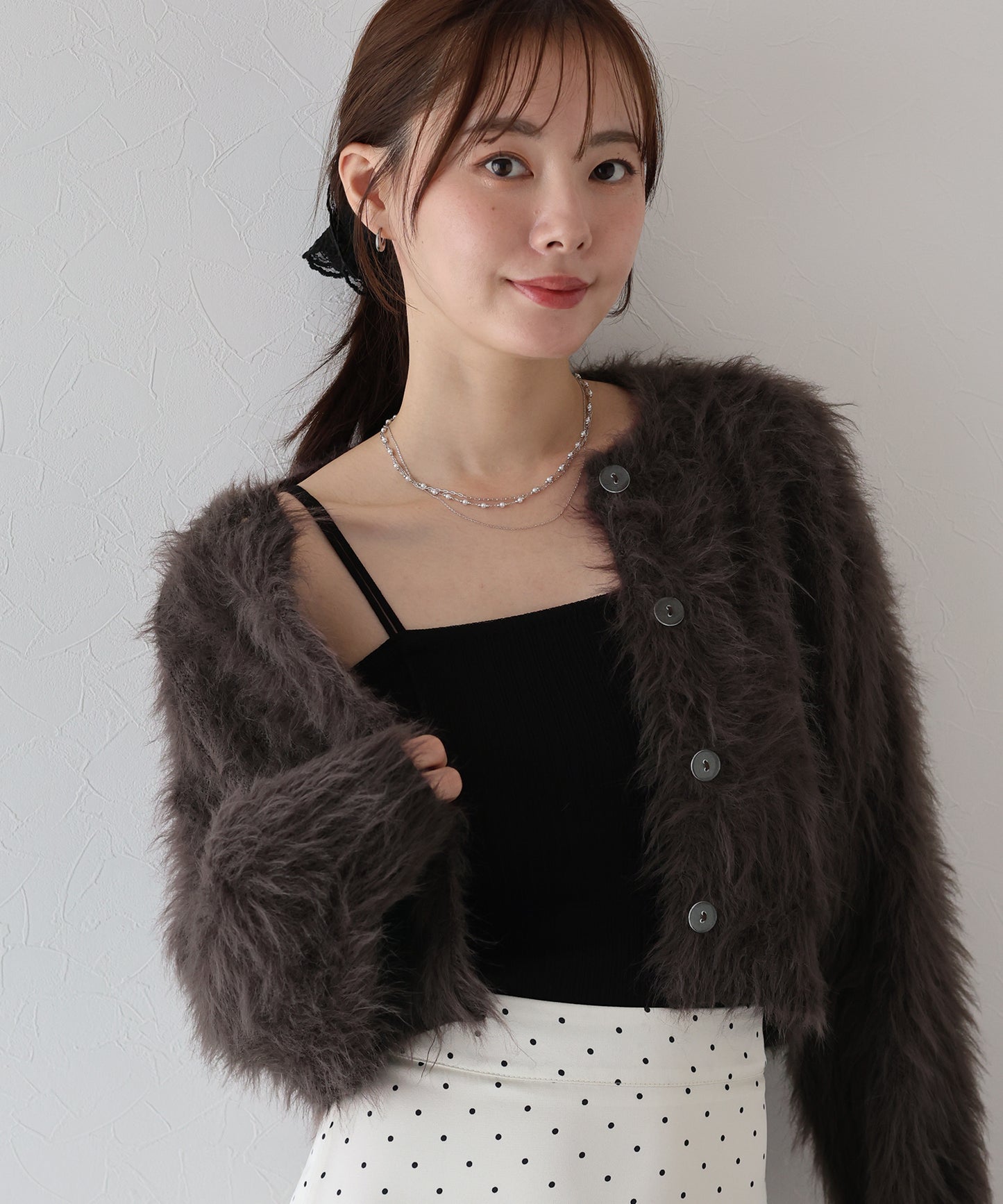 【TIME SALE】シャギーニットショートカーディガン