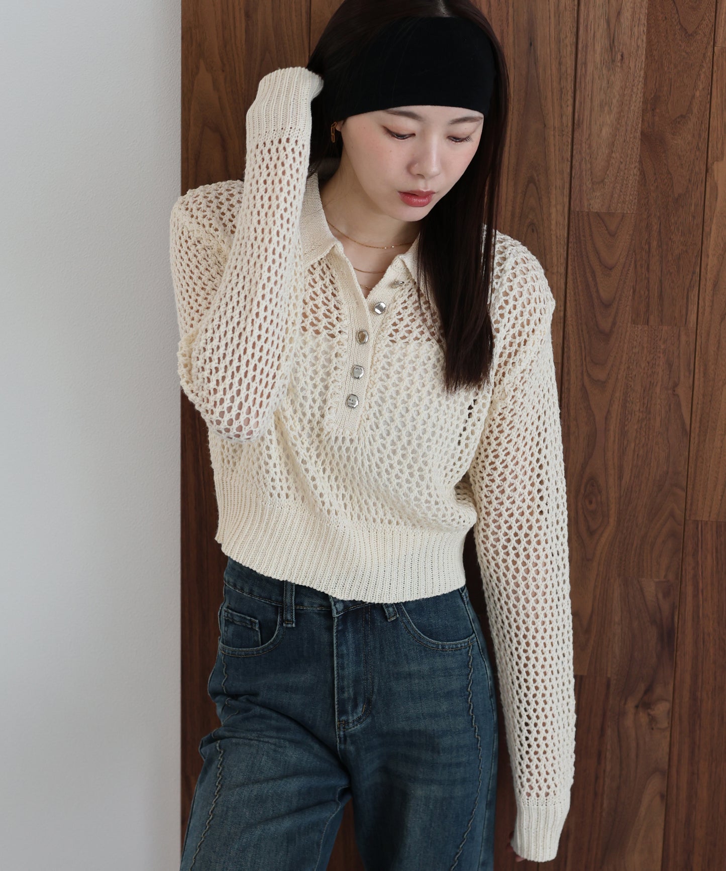 【早割5％OFF】クロシェメッシュポロニット