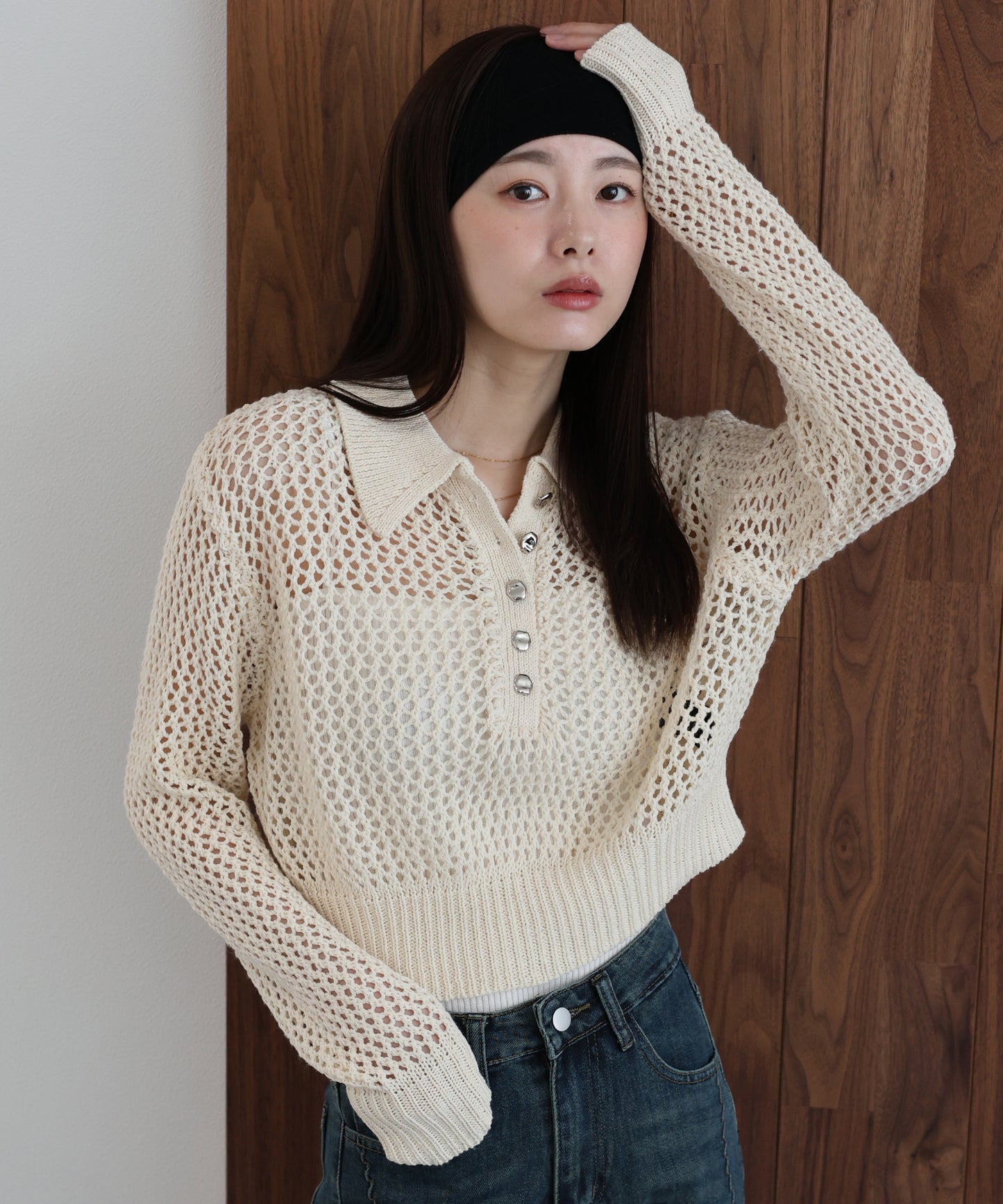 【早割5％OFF】クロシェメッシュポロニット