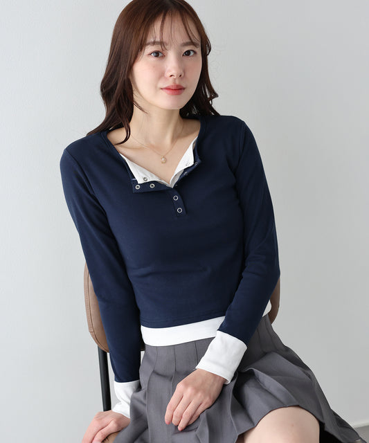 【早割5％OFF】ヘンリレイヤードカットソー【ネコポス】