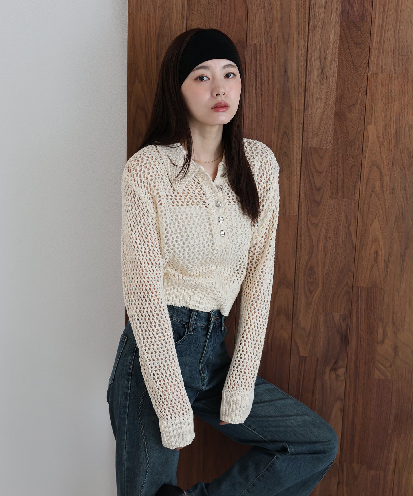 【早割5％OFF】クロシェメッシュポロニット