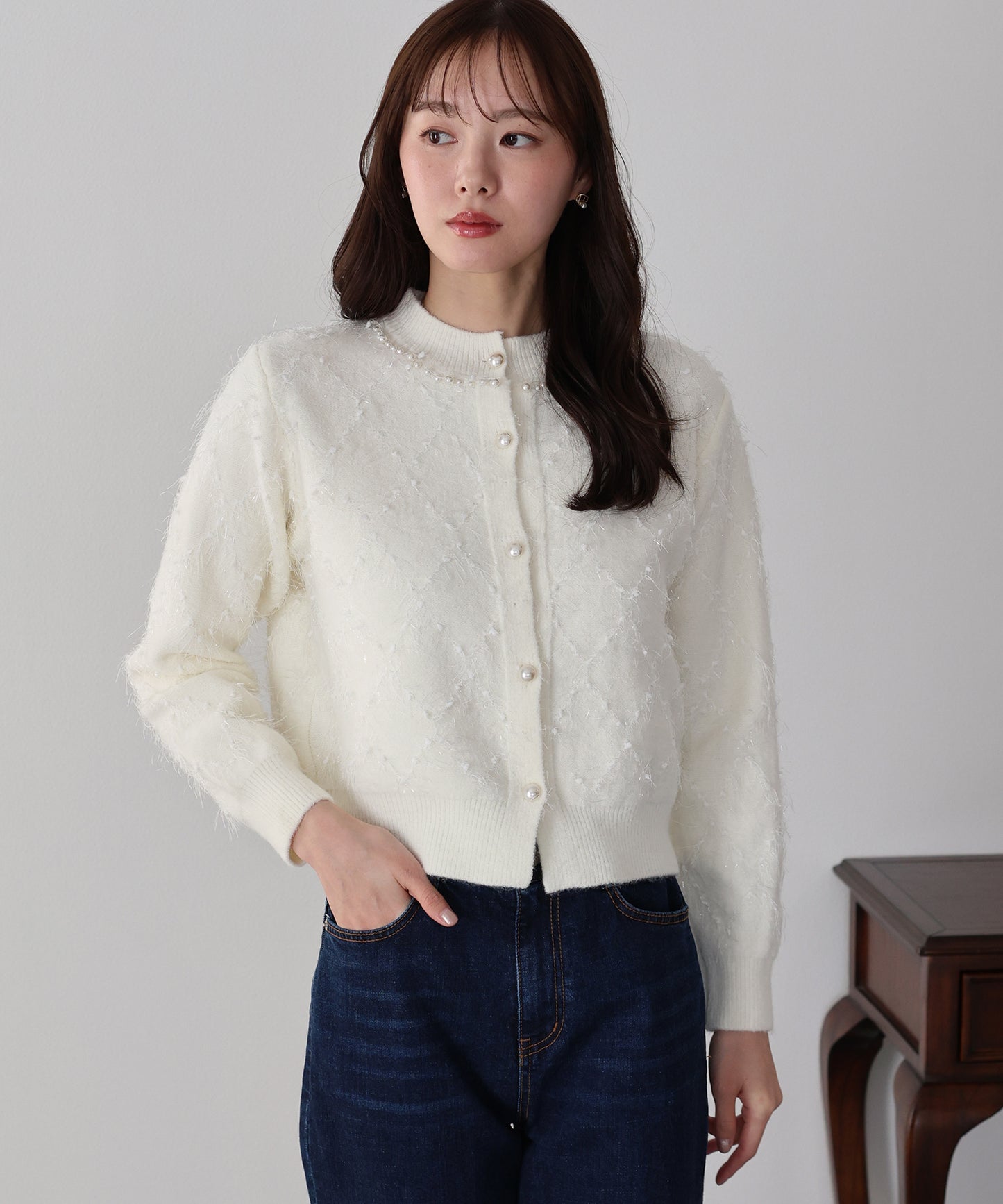 ラメジャガードカーディガン