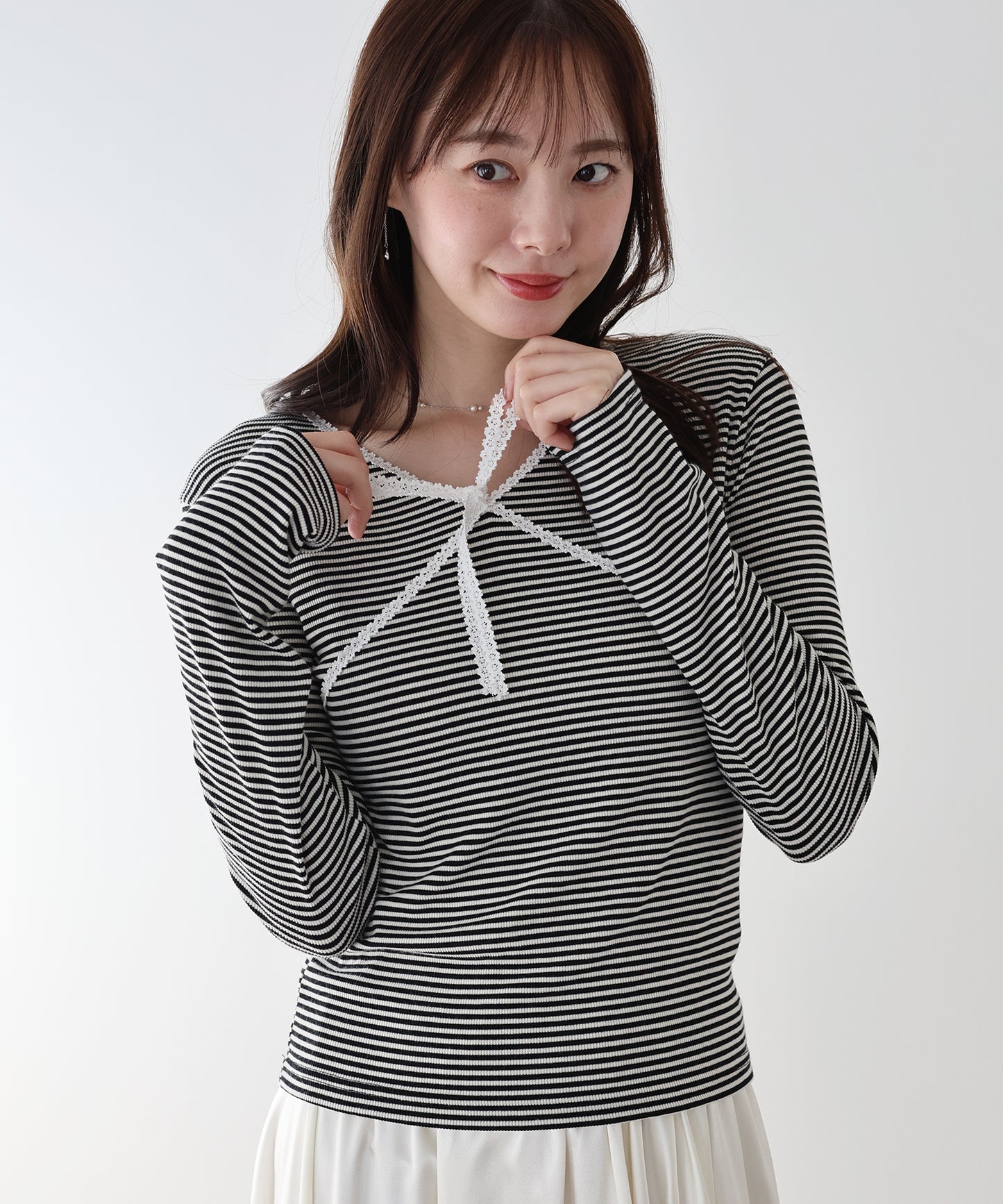 【早割5％OFF】レースボーダーカットソー【ネコポス】