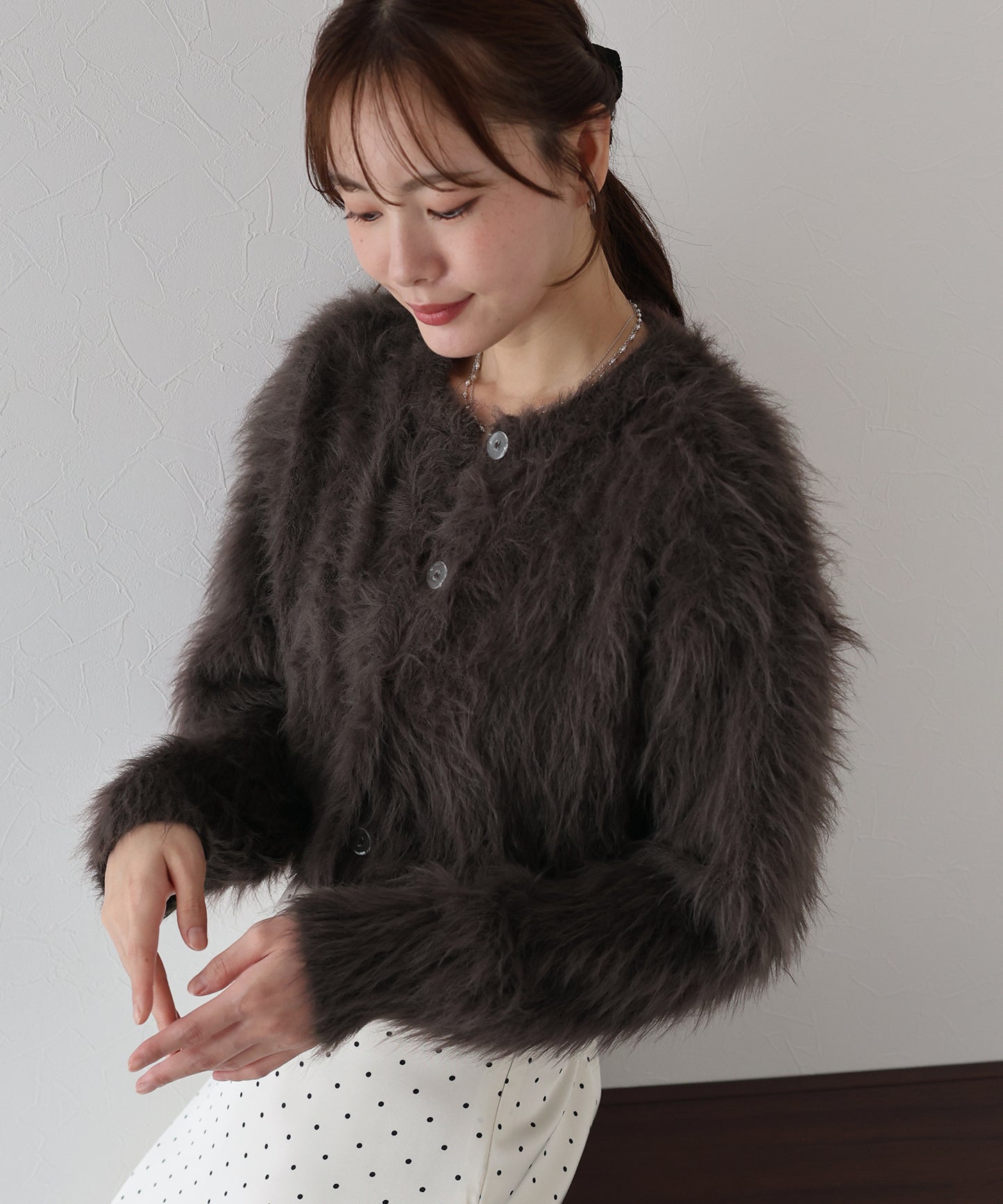 【TIME SALE】シャギーニットショートカーディガン