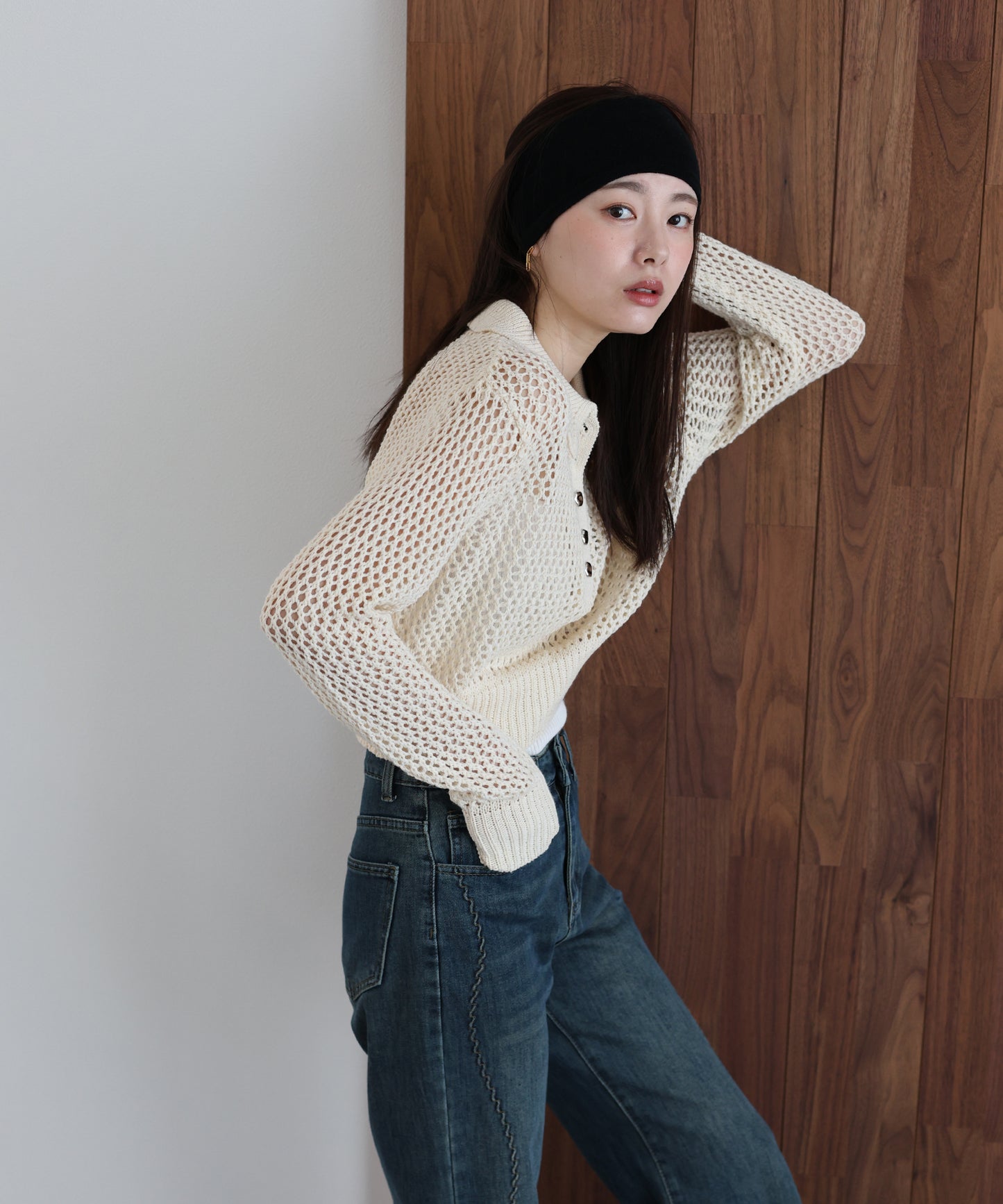 【早割5％OFF】クロシェメッシュポロニット