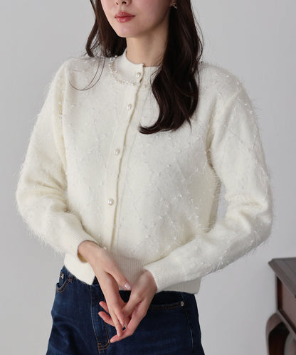 ラメジャガードカーディガン