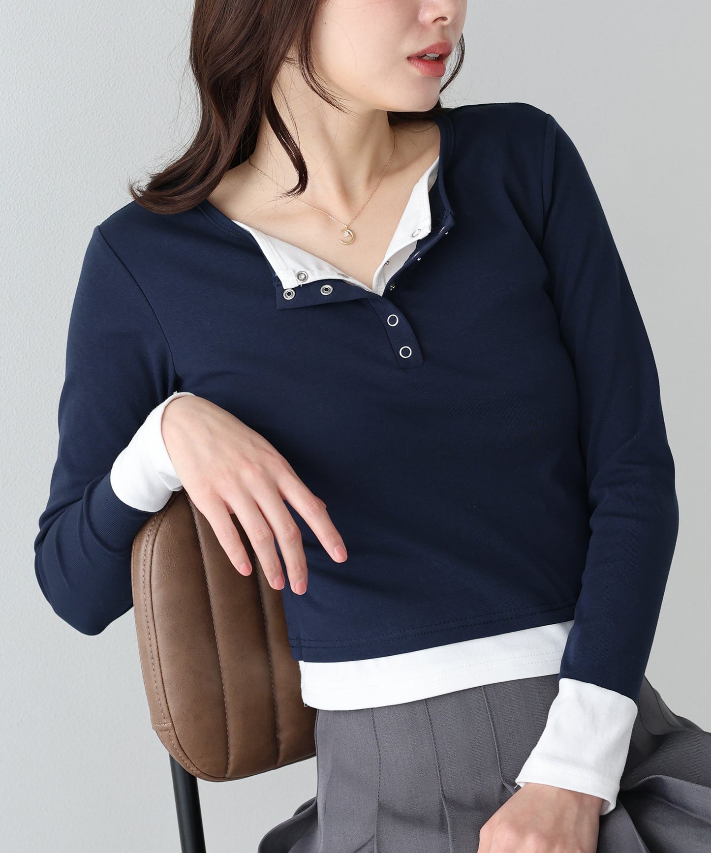 【早割5％OFF】ヘンリレイヤードカットソー【ネコポス】