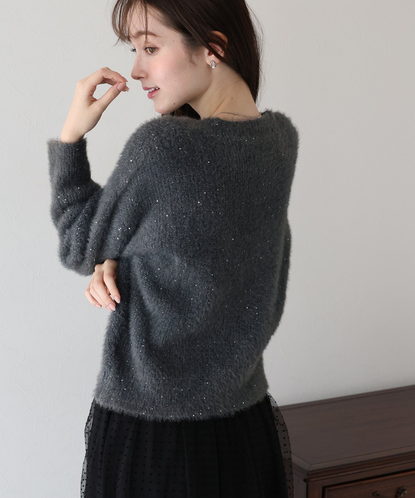 スパンコールラメシャギーニット