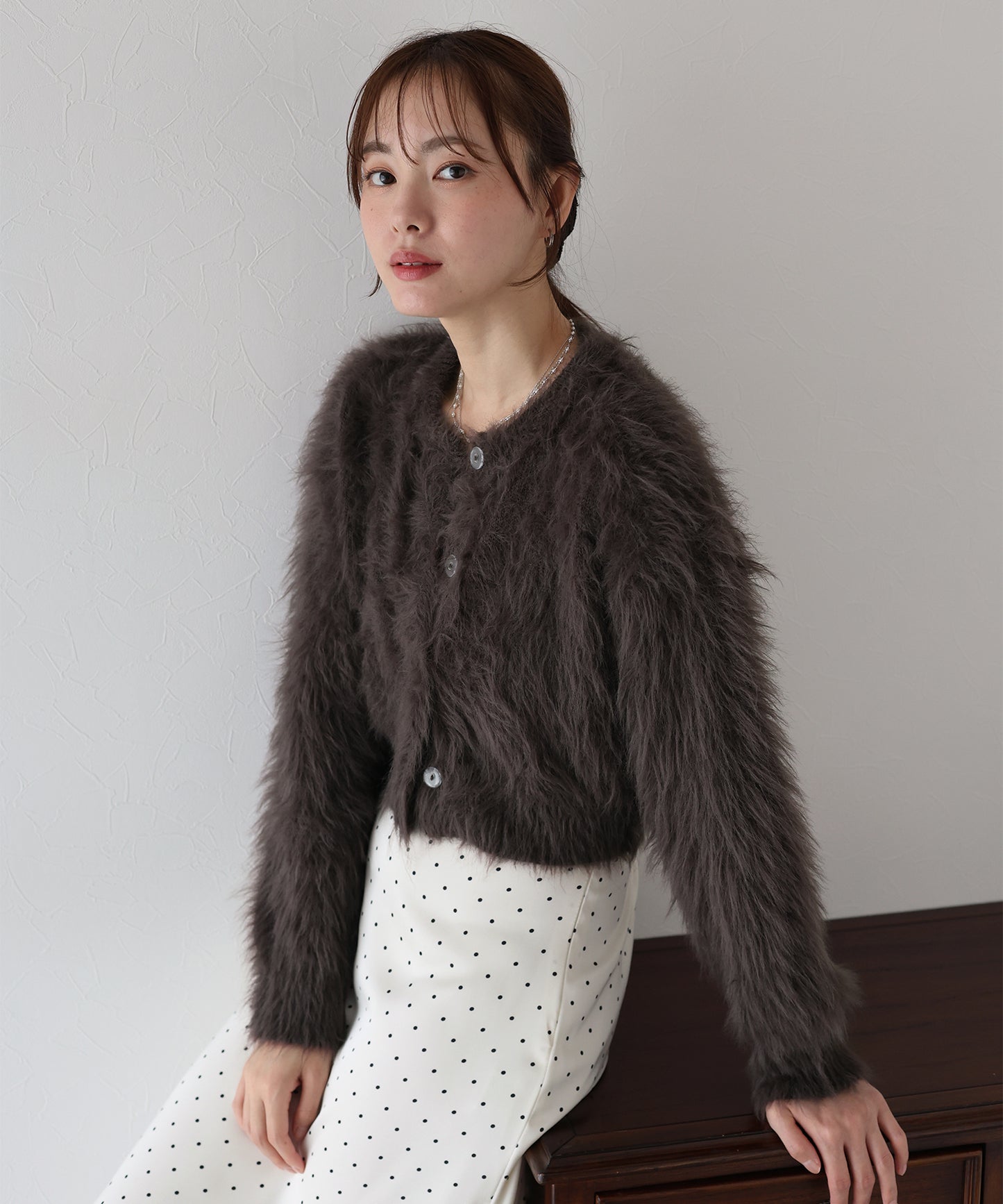 【TIME SALE】シャギーニットショートカーディガン