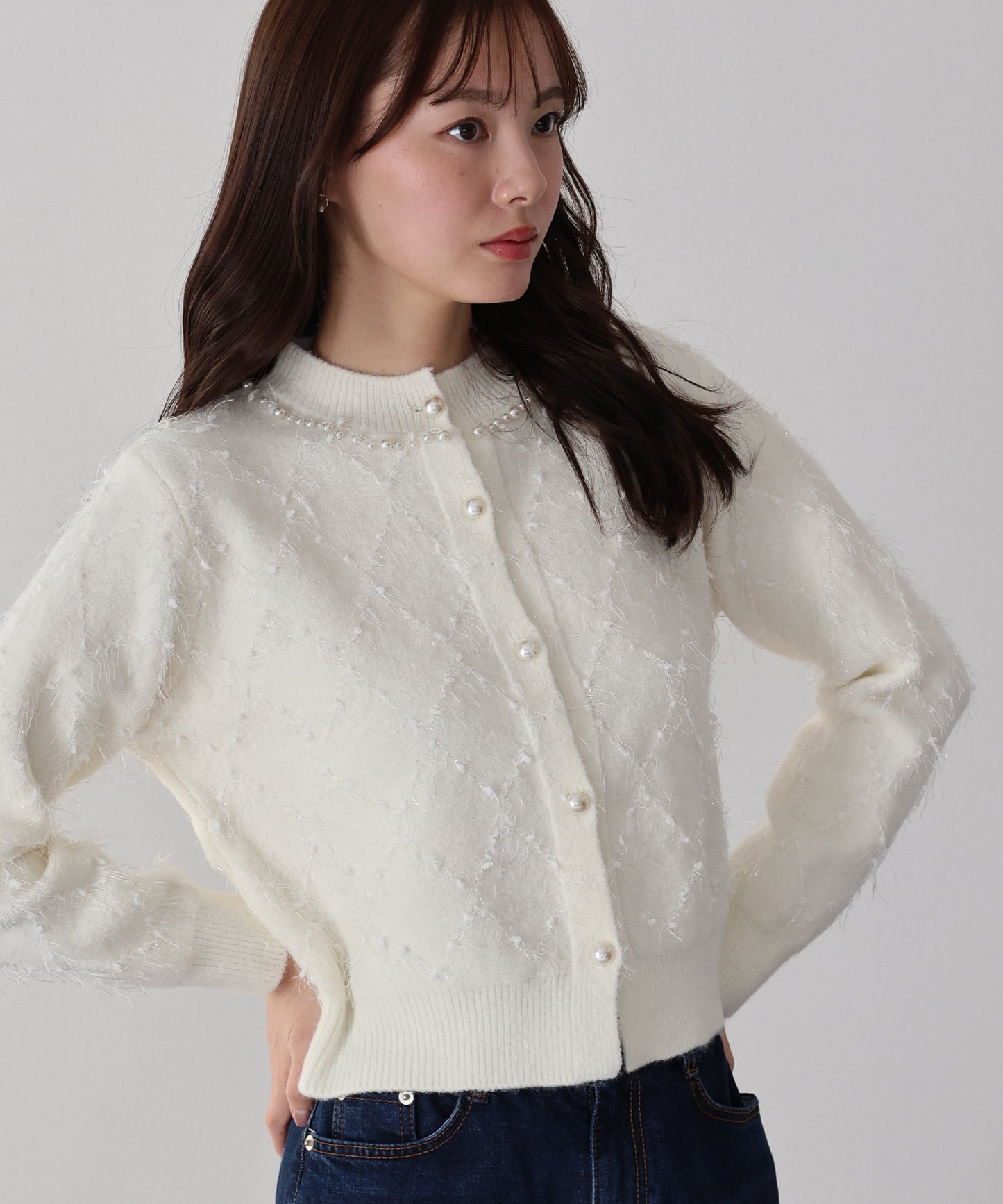 ラメジャガードカーディガン