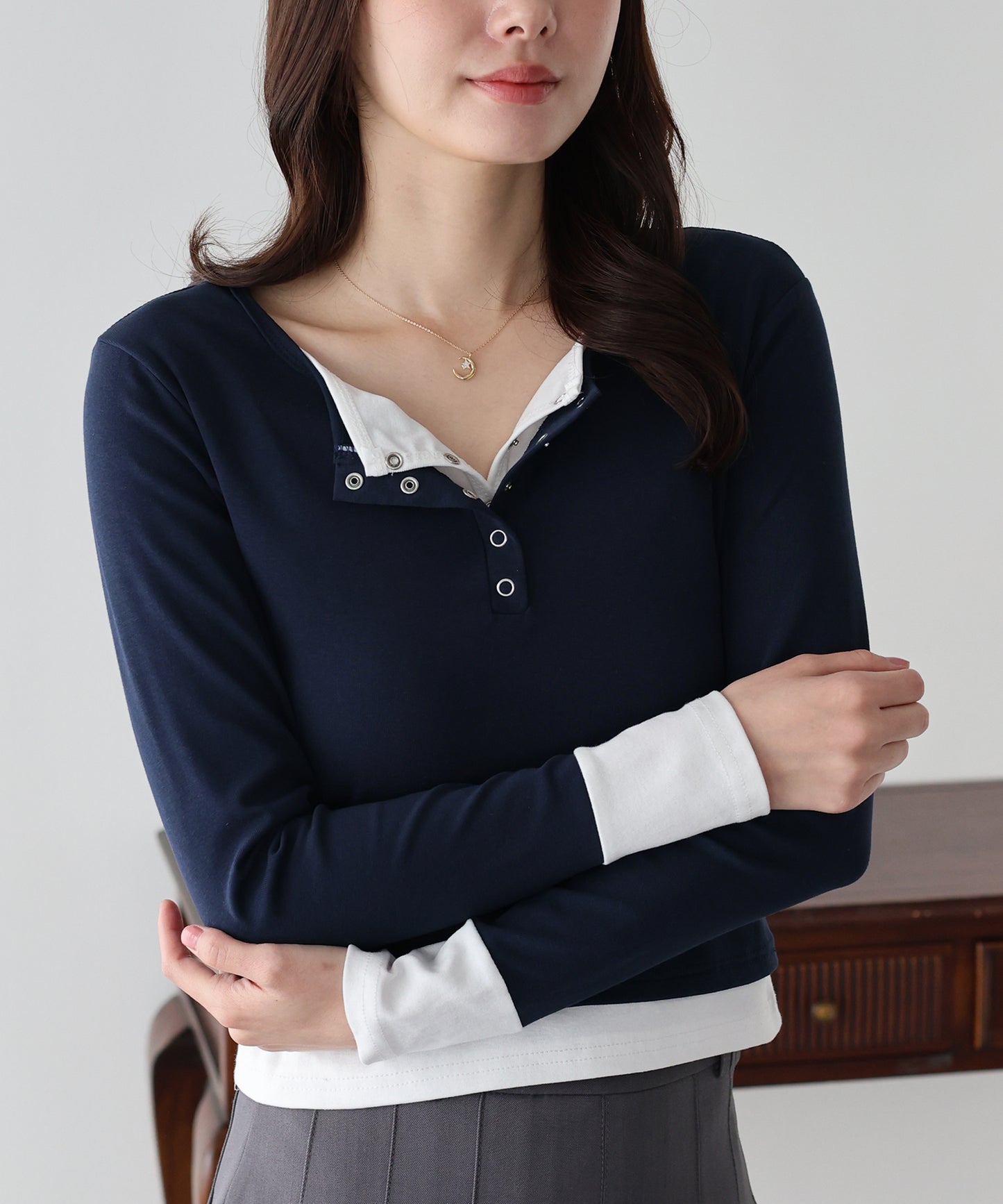 【早割5％OFF】ヘンリレイヤードカットソー【ネコポス】