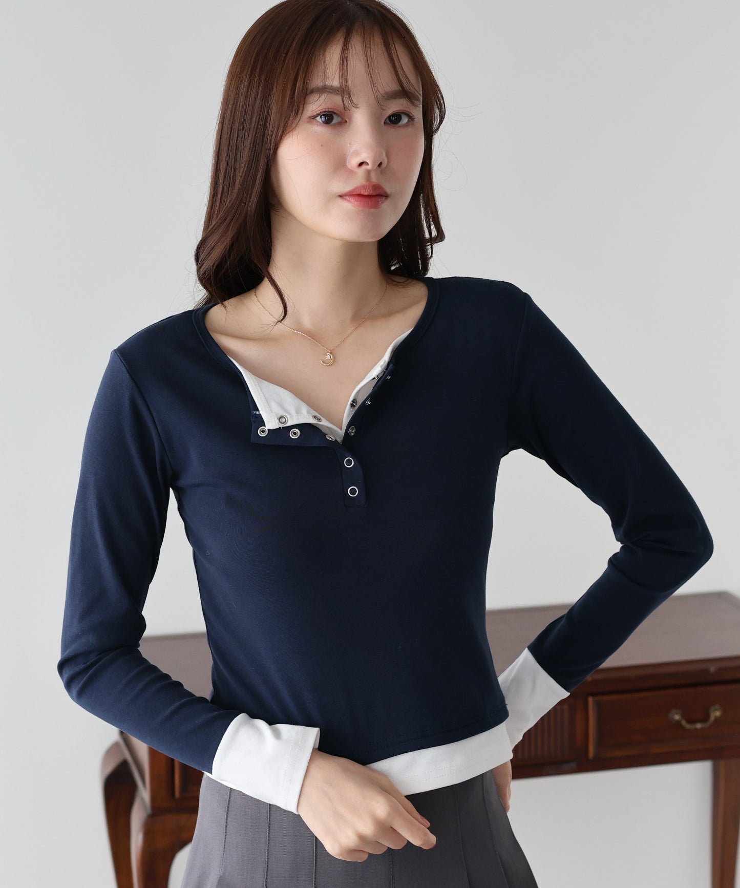 【早割5％OFF】ヘンリレイヤードカットソー【ネコポス】